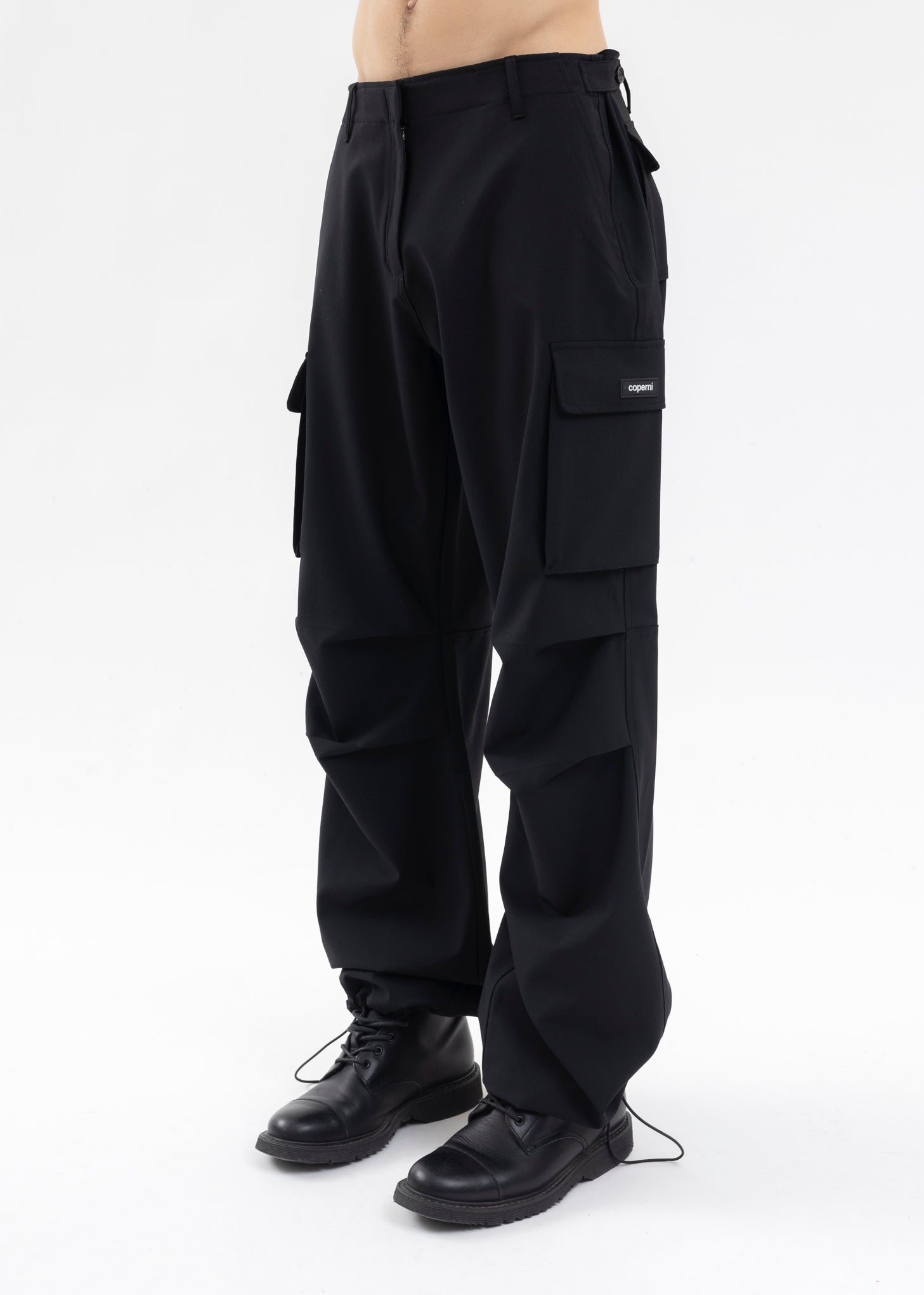 BLACK TAILORED WIDE LEG CARGO PANTS 017 Shop — free download