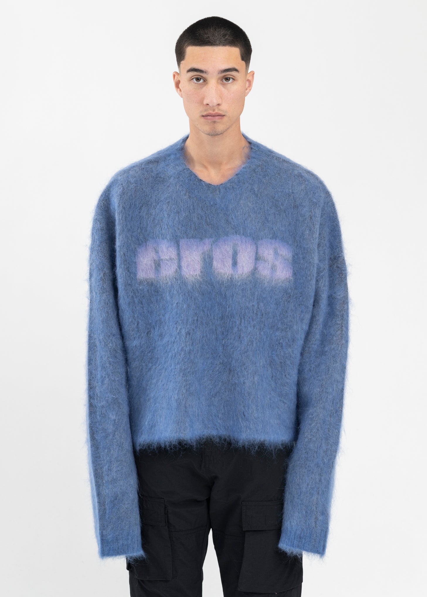 トップス Brushed Mohair Eros V-Neck Jumper BLUE/LILAC BRUSHED MOHAIR EROS V-NECK JUMPER – 017 Shop