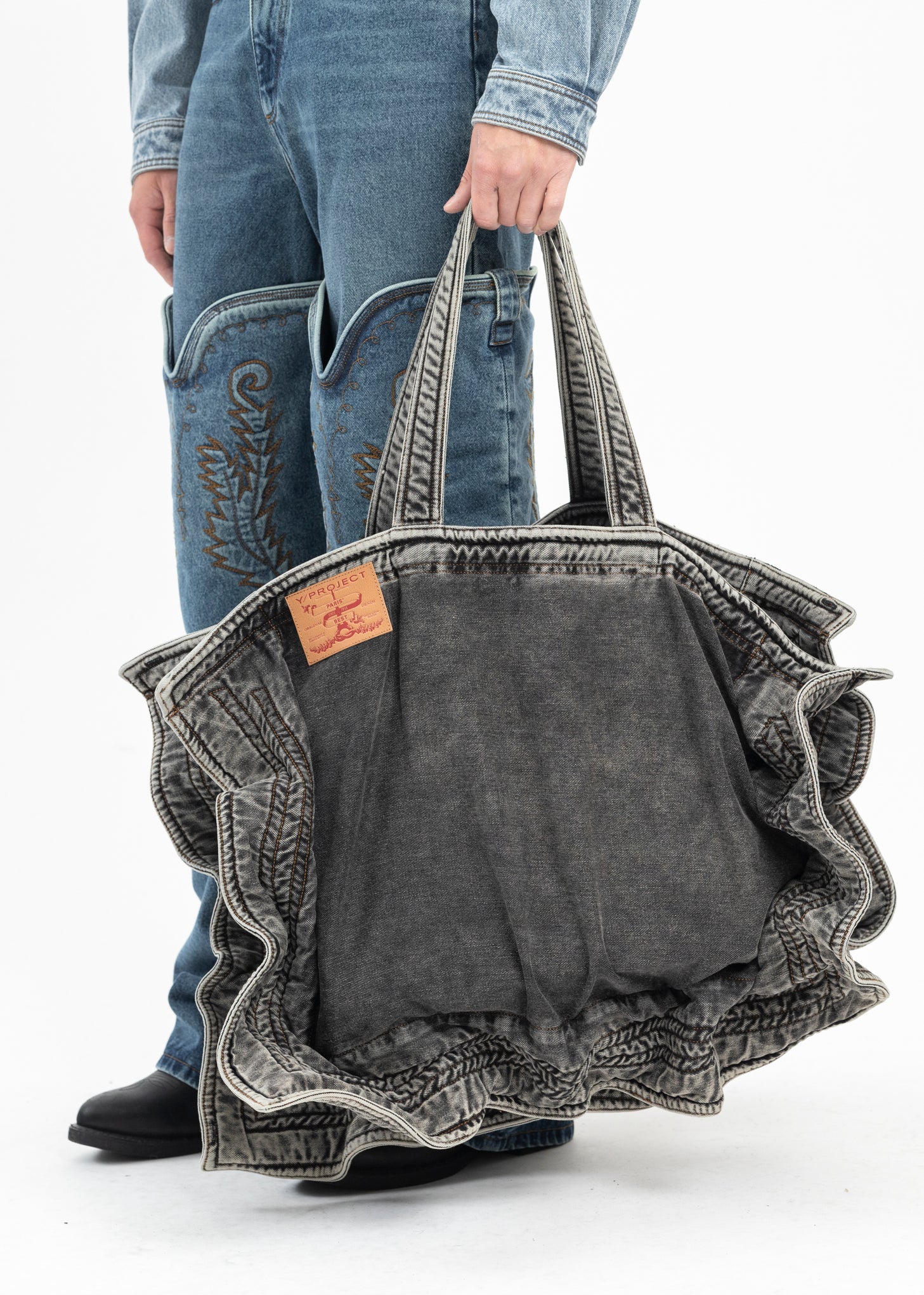 Y project MAXI WIRE CABAS DENIM TOTE BAG - トートバッグ