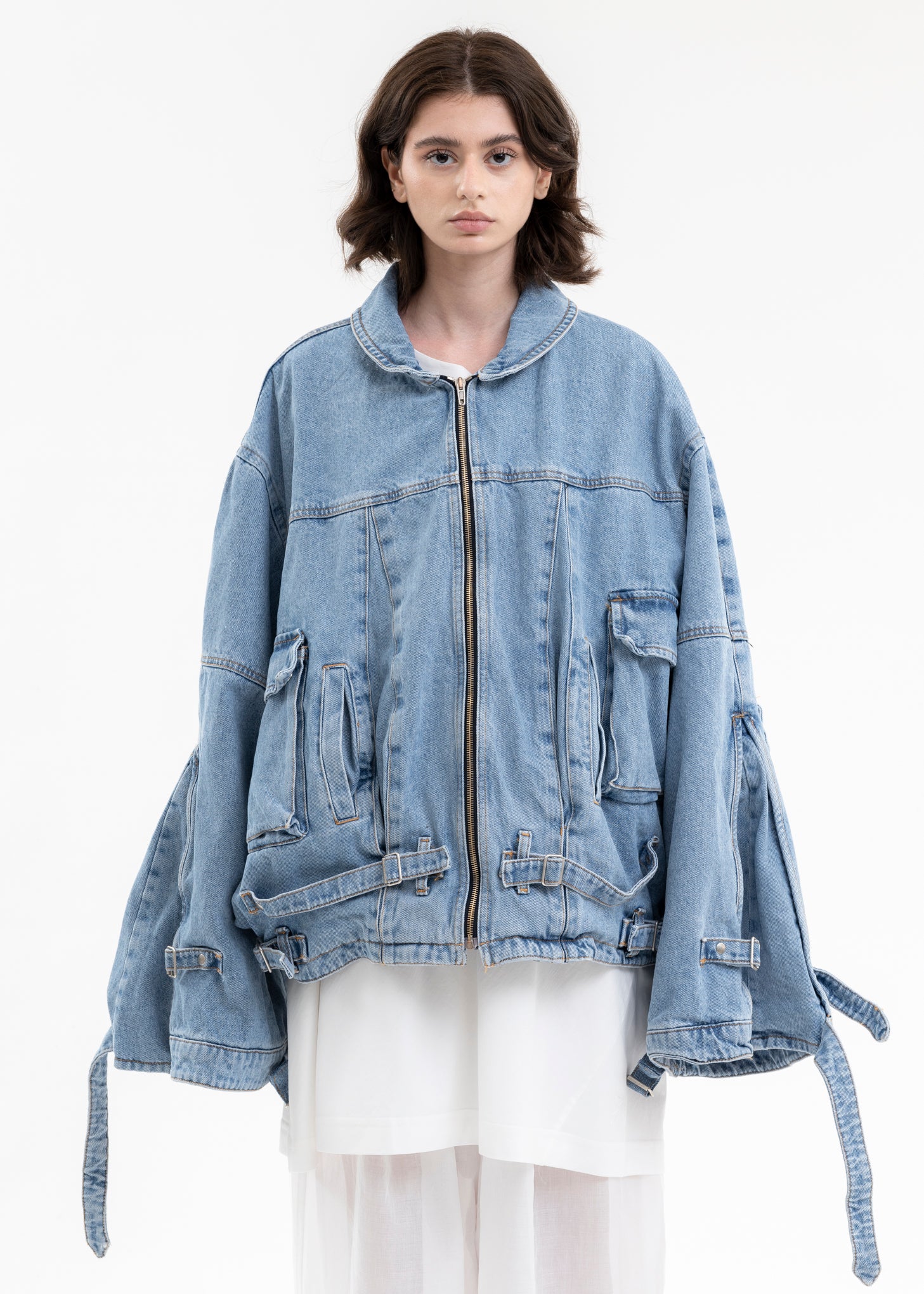 Stone Washed Blue Belted Denim Jacket – 017 Shop