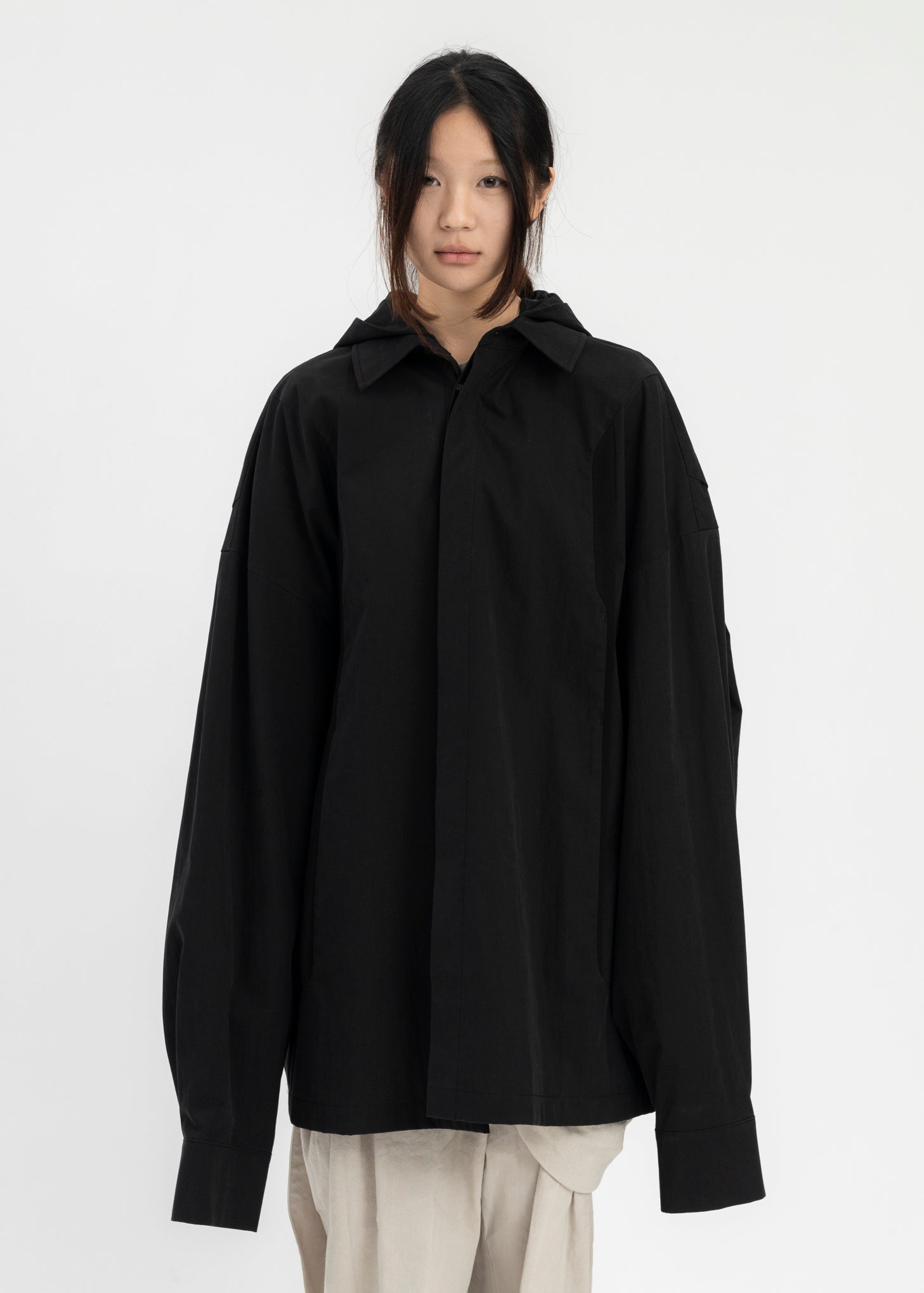 BLACK HOODED SHIRT 017 Shop