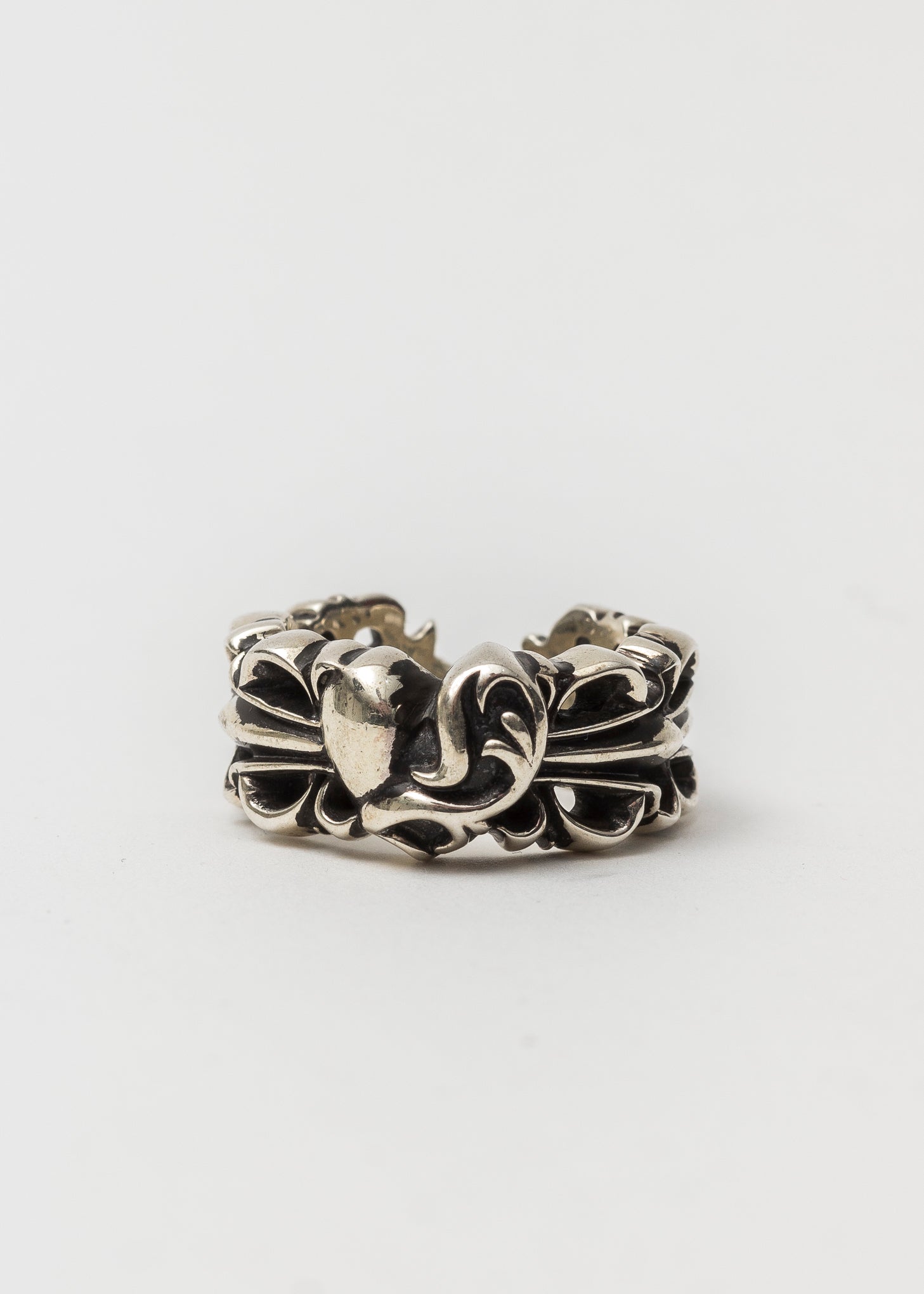 Chrome Hearts Double Floral Cross Heart Ring – 017 Shop
