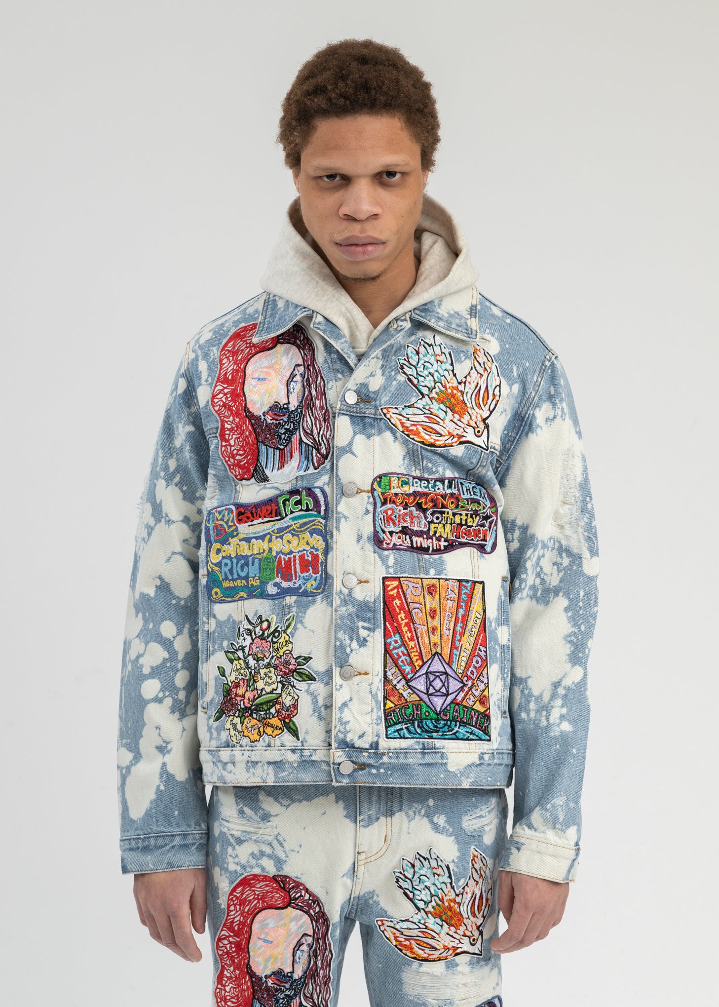 ジャケット・アウター aurora-boutique Patchwork Denim Jacket ジャケット・アウター aurora-boutique Patchwork Denim Jacket