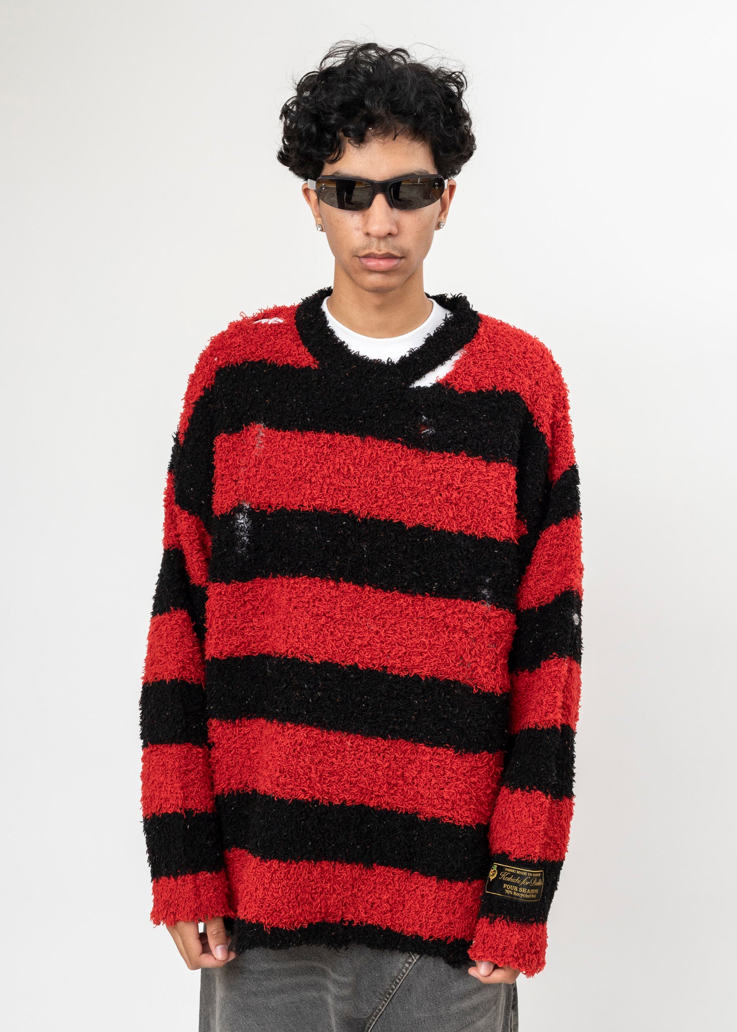 トップス doublet RECYCLED WOOL STRIPE KNIT BLACK AND RED DOUBLET RECYCLED WOOL STRIPE KNIT – 017 Shop