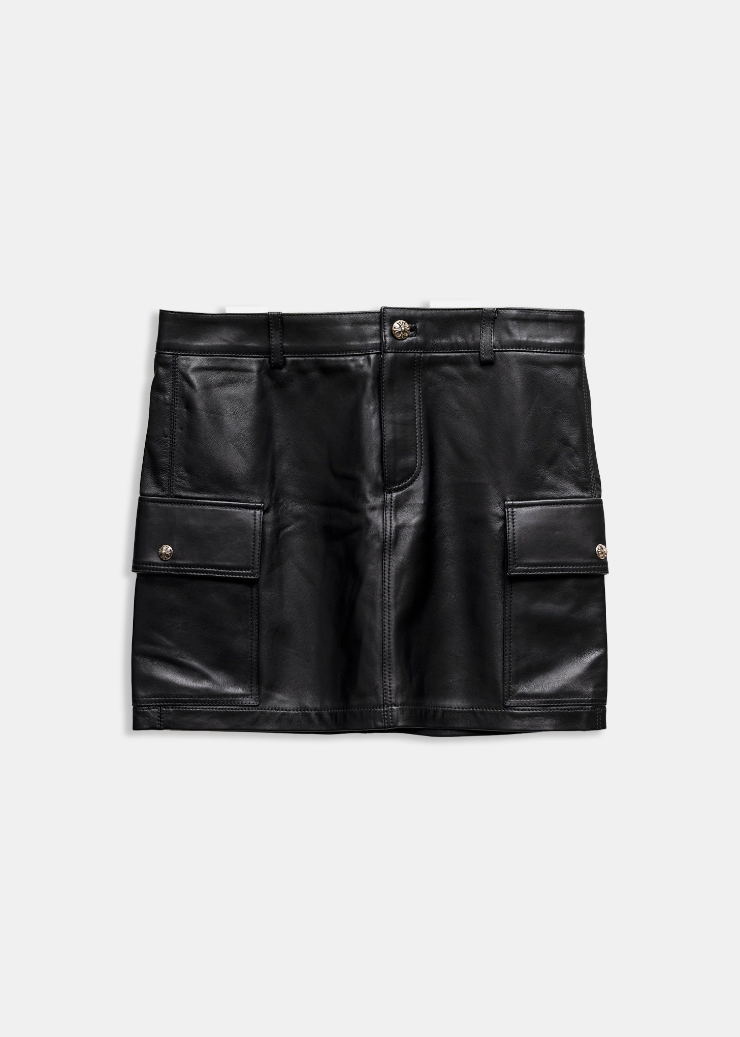 Faux Leather Cargo Pocket Pencil Mini Knit Skirt