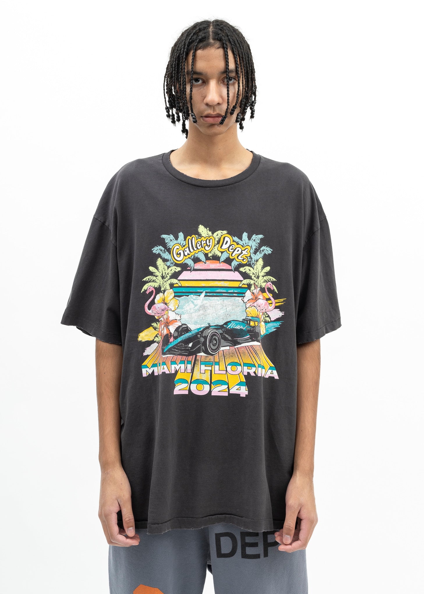 Gallery Dept Miami Grand Prix 2024 Charcoal Grey Tee – 017 Shop