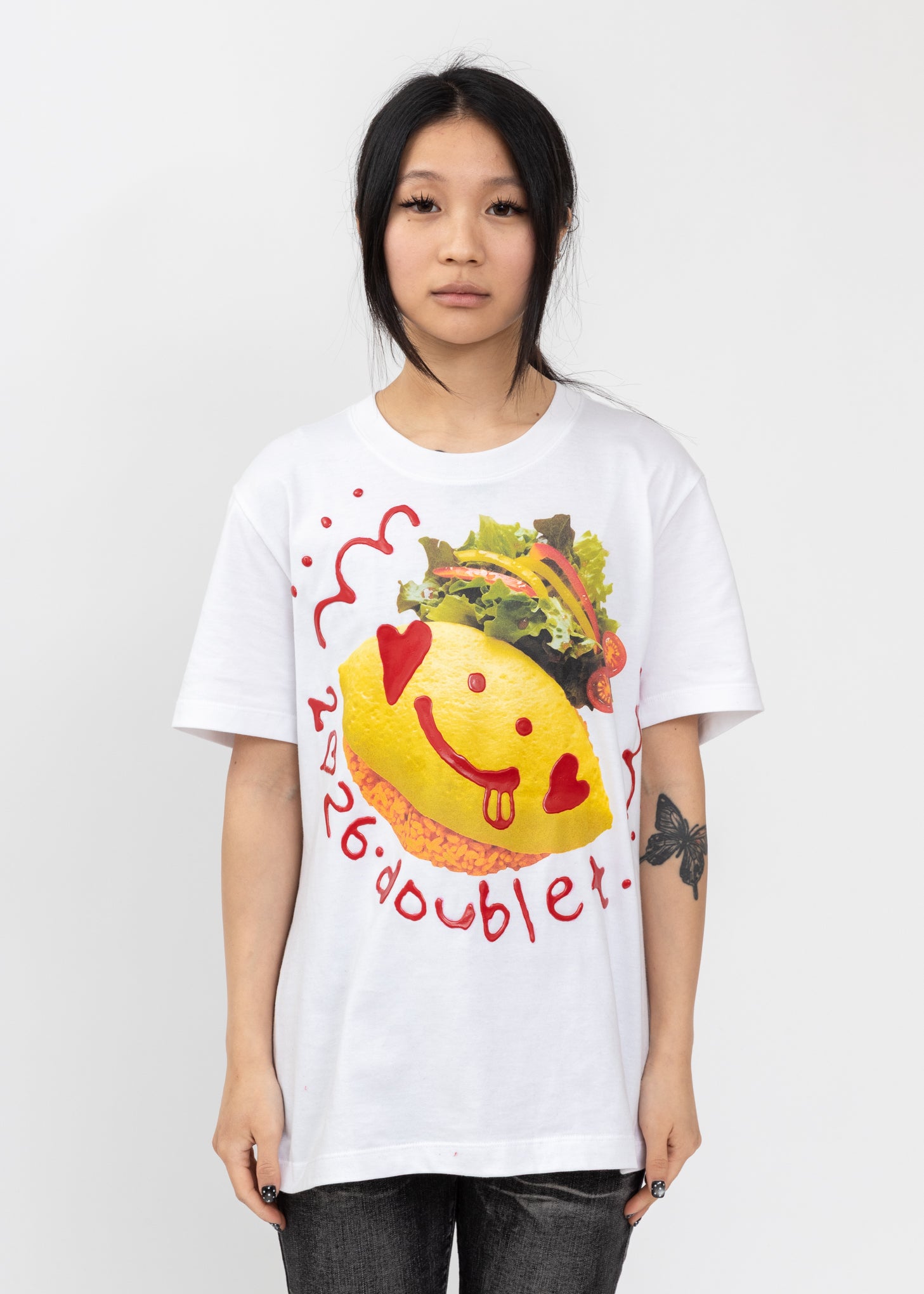 White Ketchup Message Omurice T-Shirt – 017 Shop