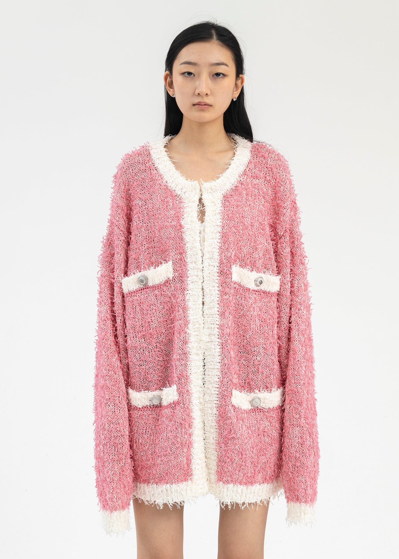 PINK TWEED KNIT CARDIGAN – 017 Shop