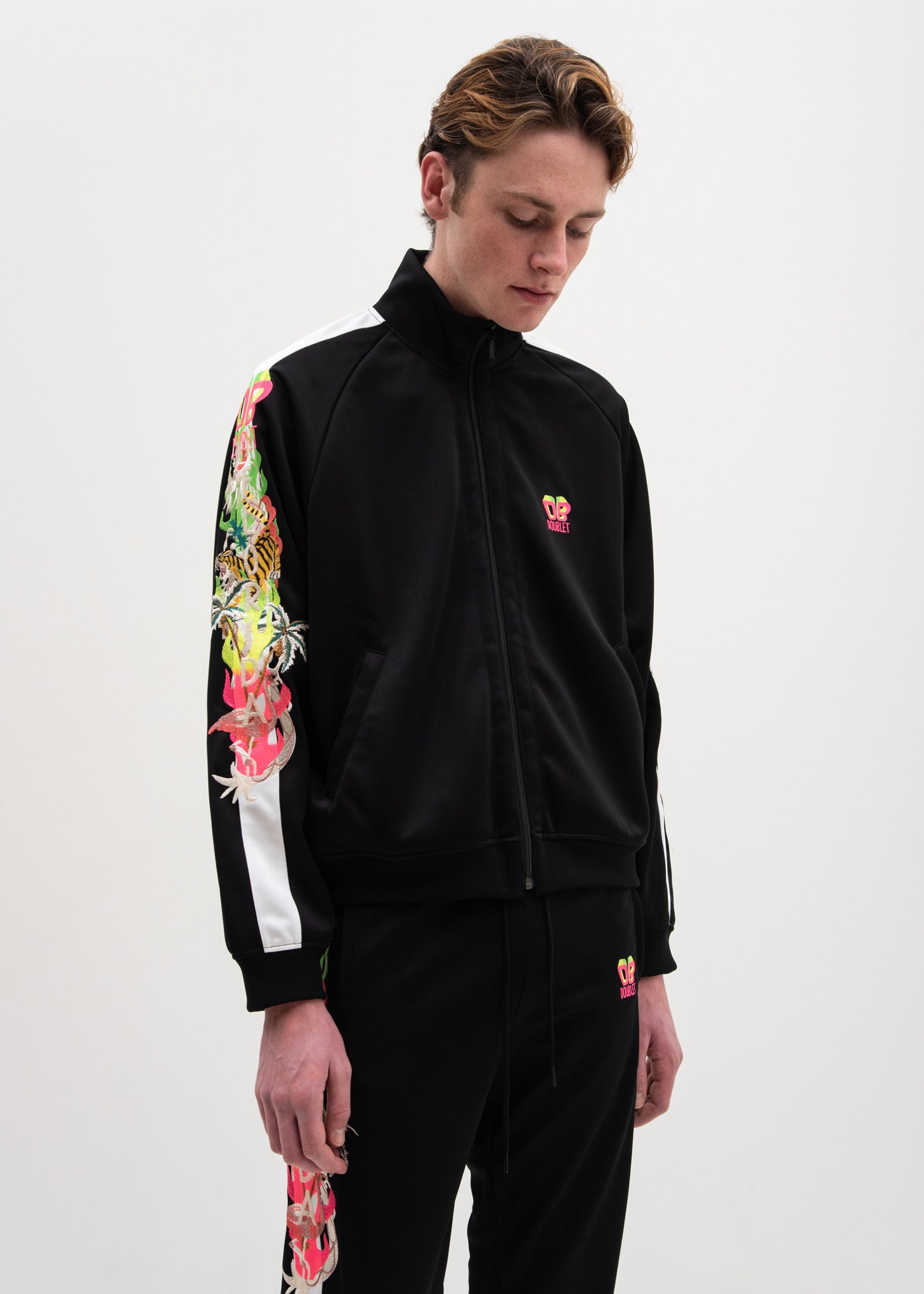 Black Chaos Embroidery Track Jacket