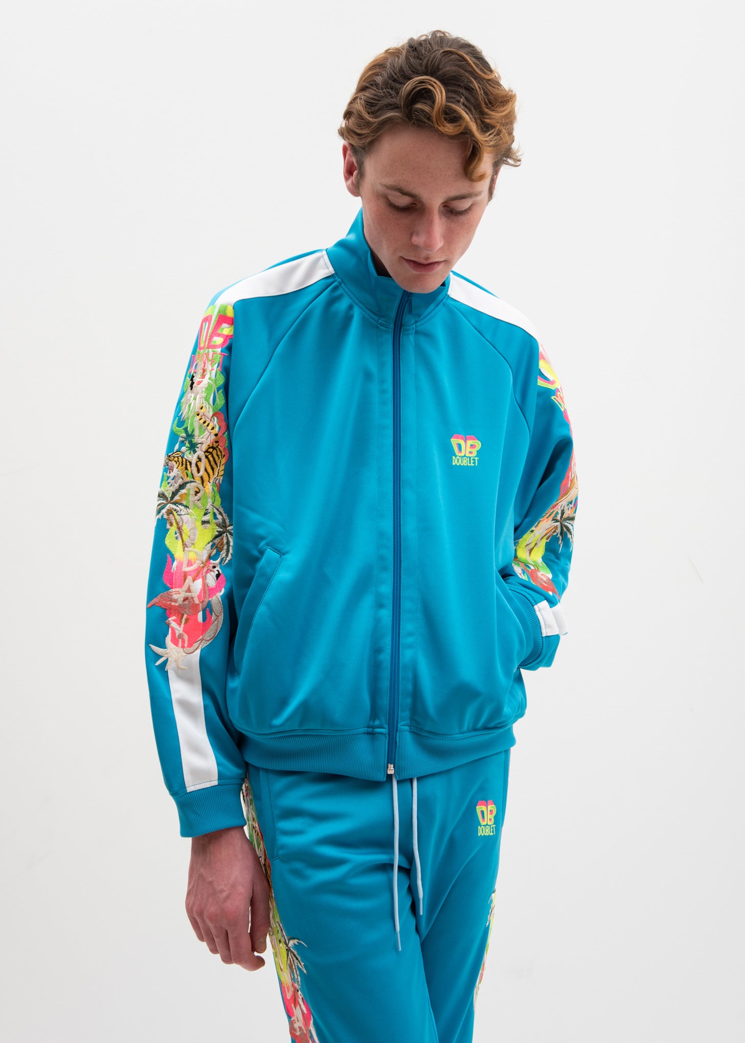 Light Blue Chaos Embroidery Track Jacket