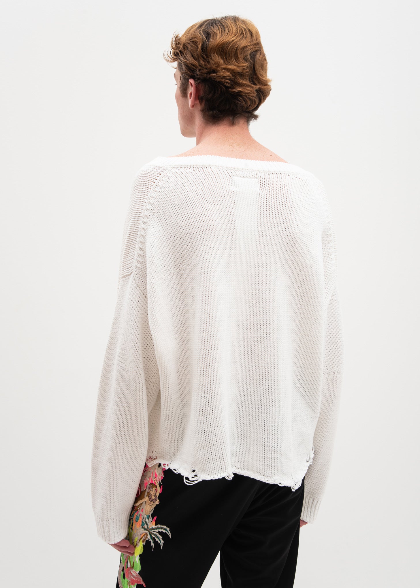 White 3D Patch Cut Off Sweater – 017 Shop