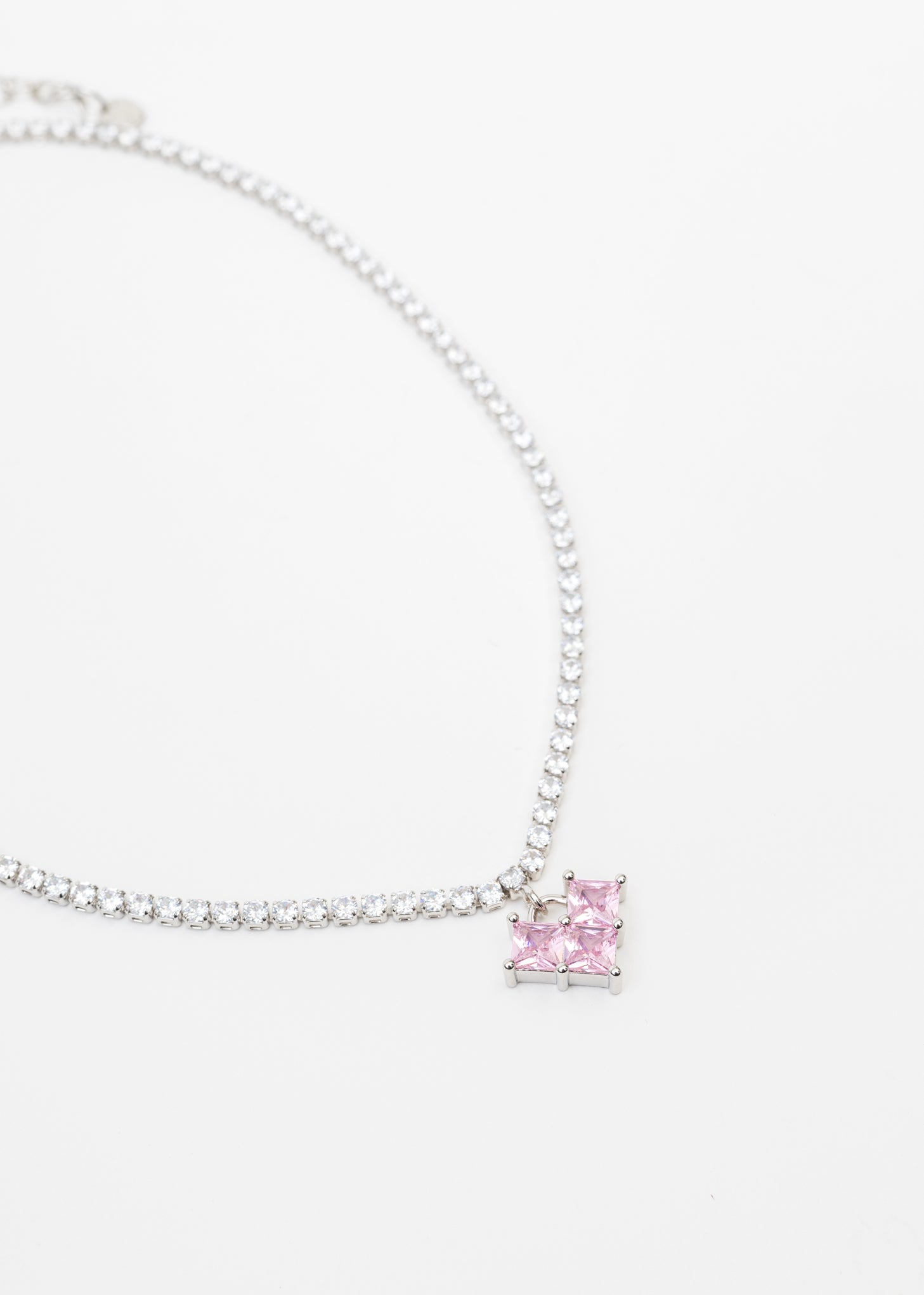 Pink Sparkly Heart Rhinestones Necklace