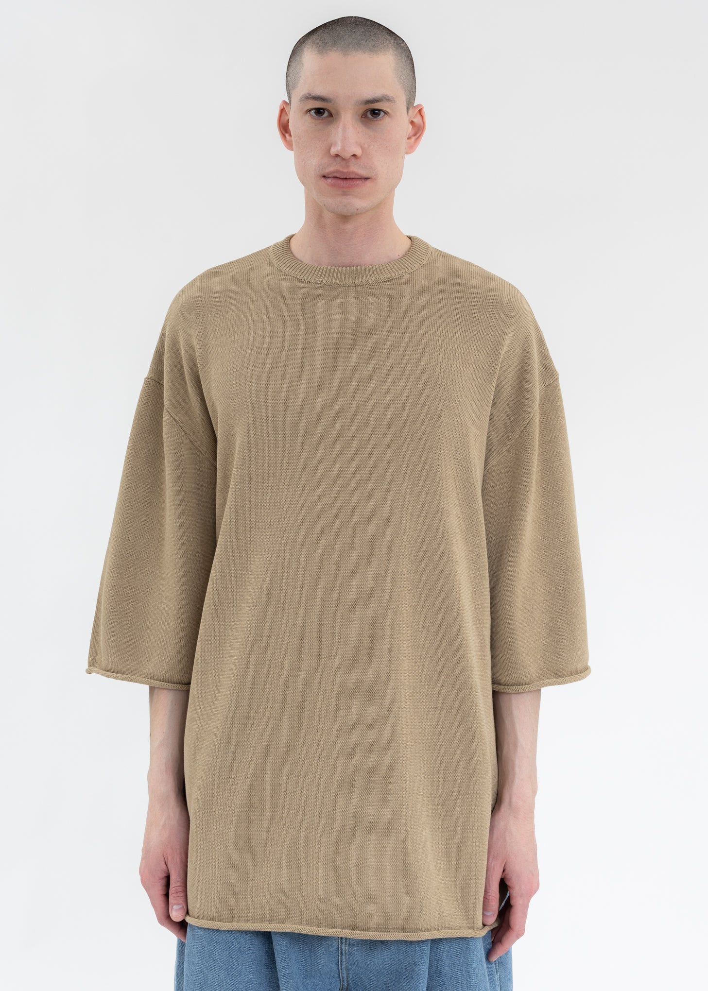 BEIGE KNITTED FELTED T-SHIRT – 017 Shop