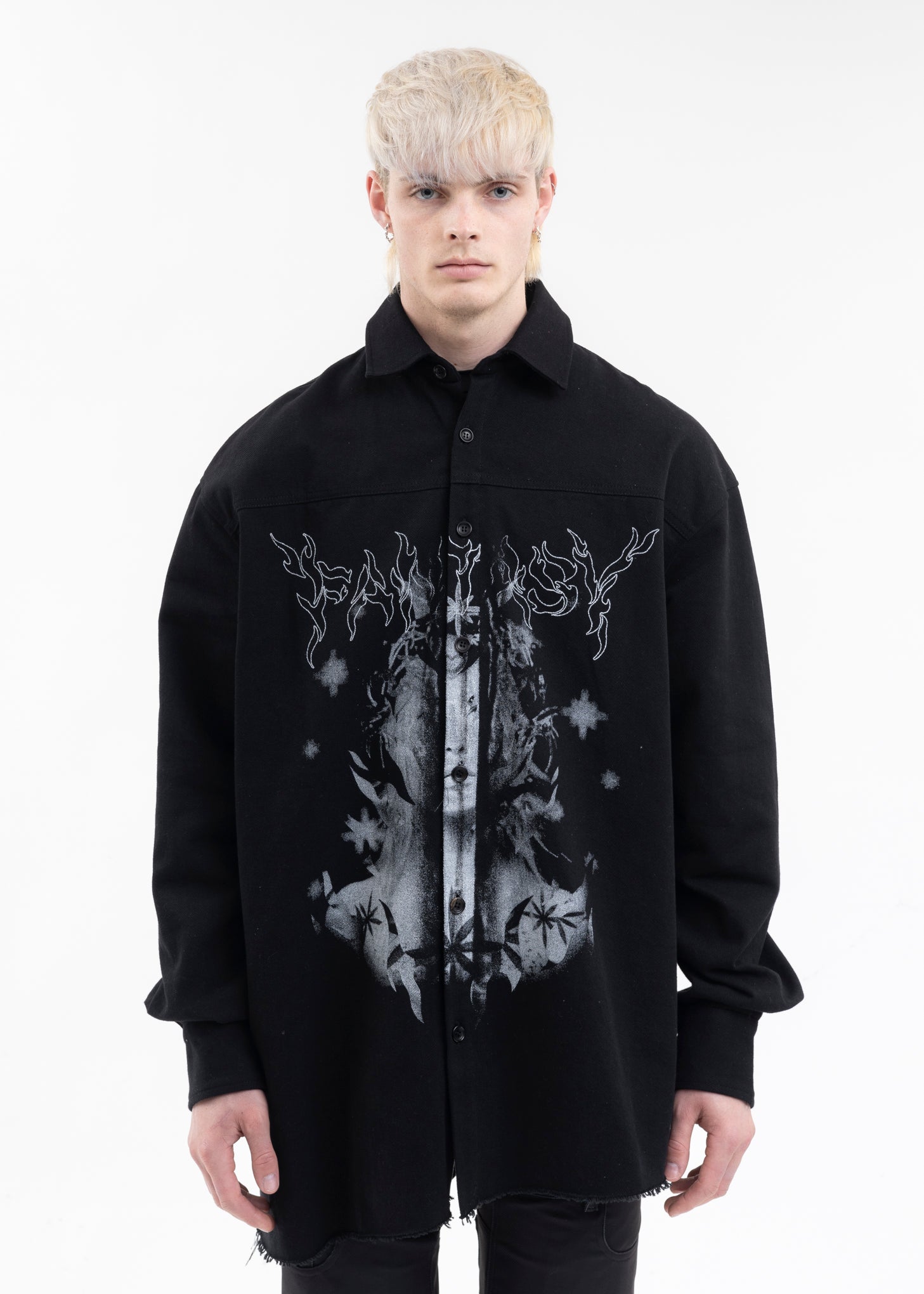 Men's Black Graphic Oversized Shirt main image 1