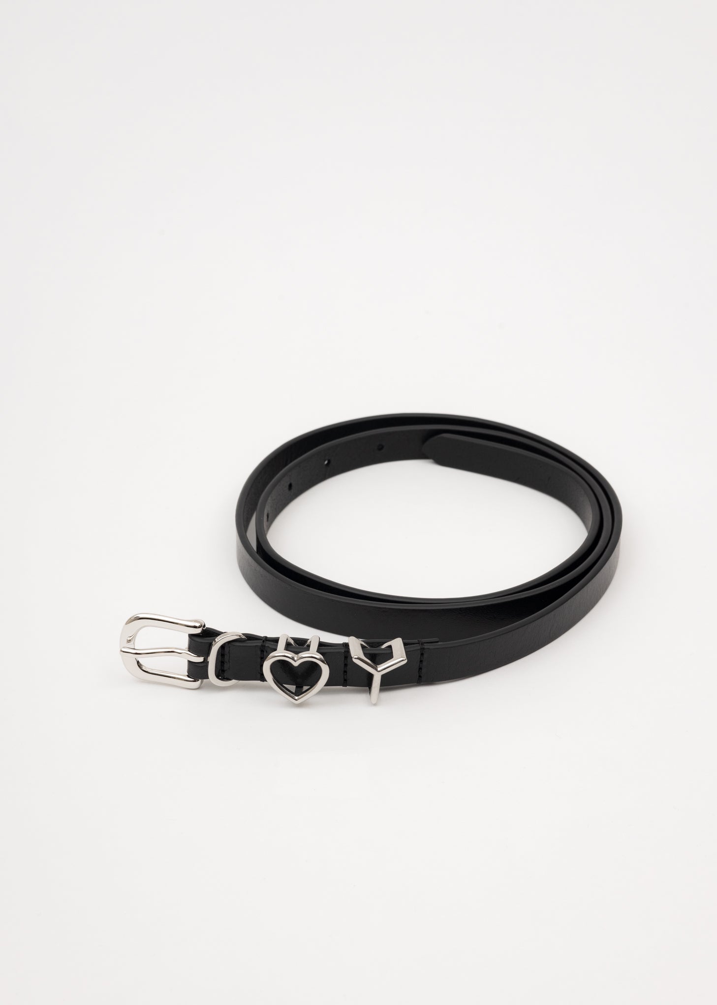 Black And Silver SKINNY Y HEART Belt