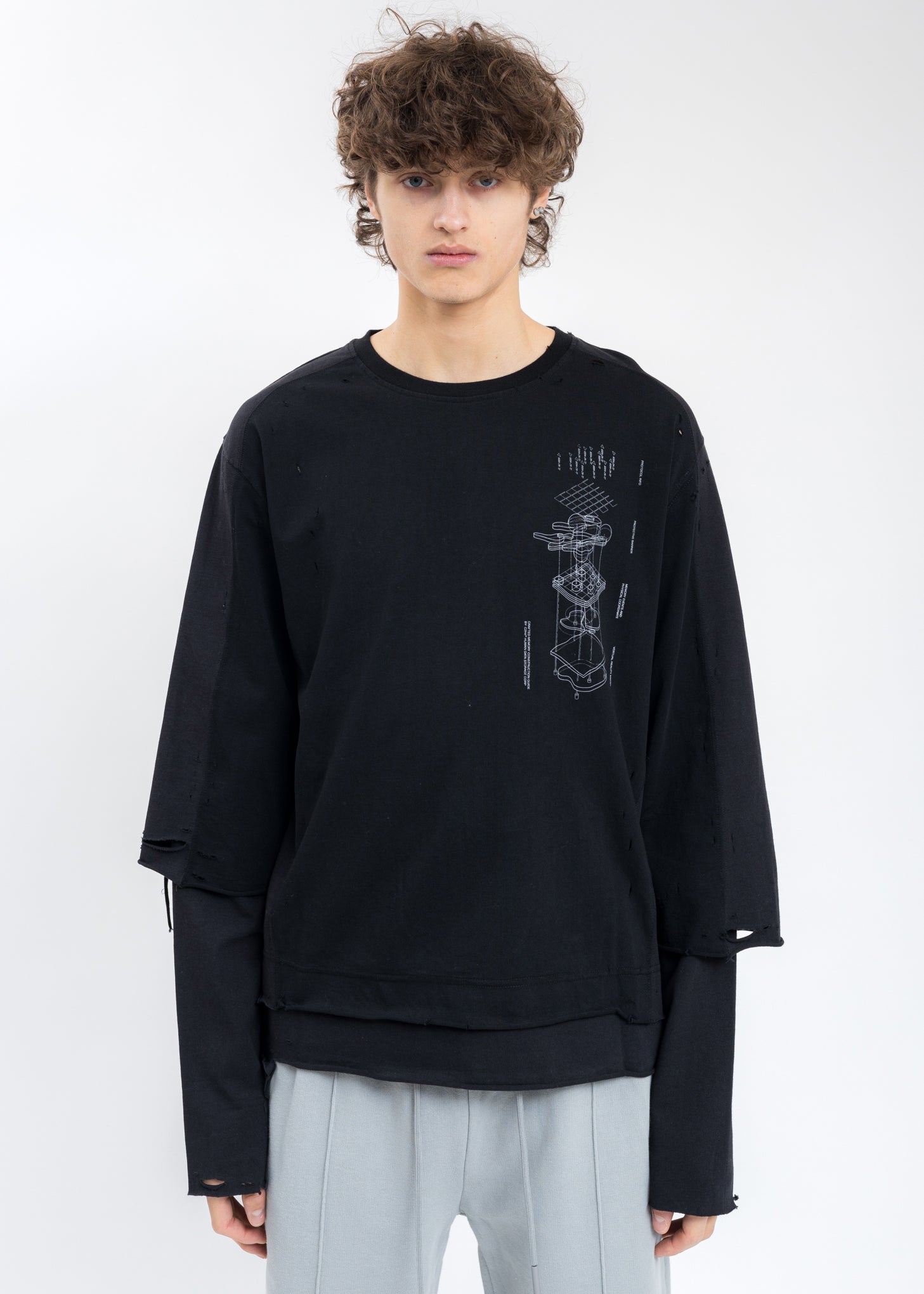 double layer long sleeve - Black