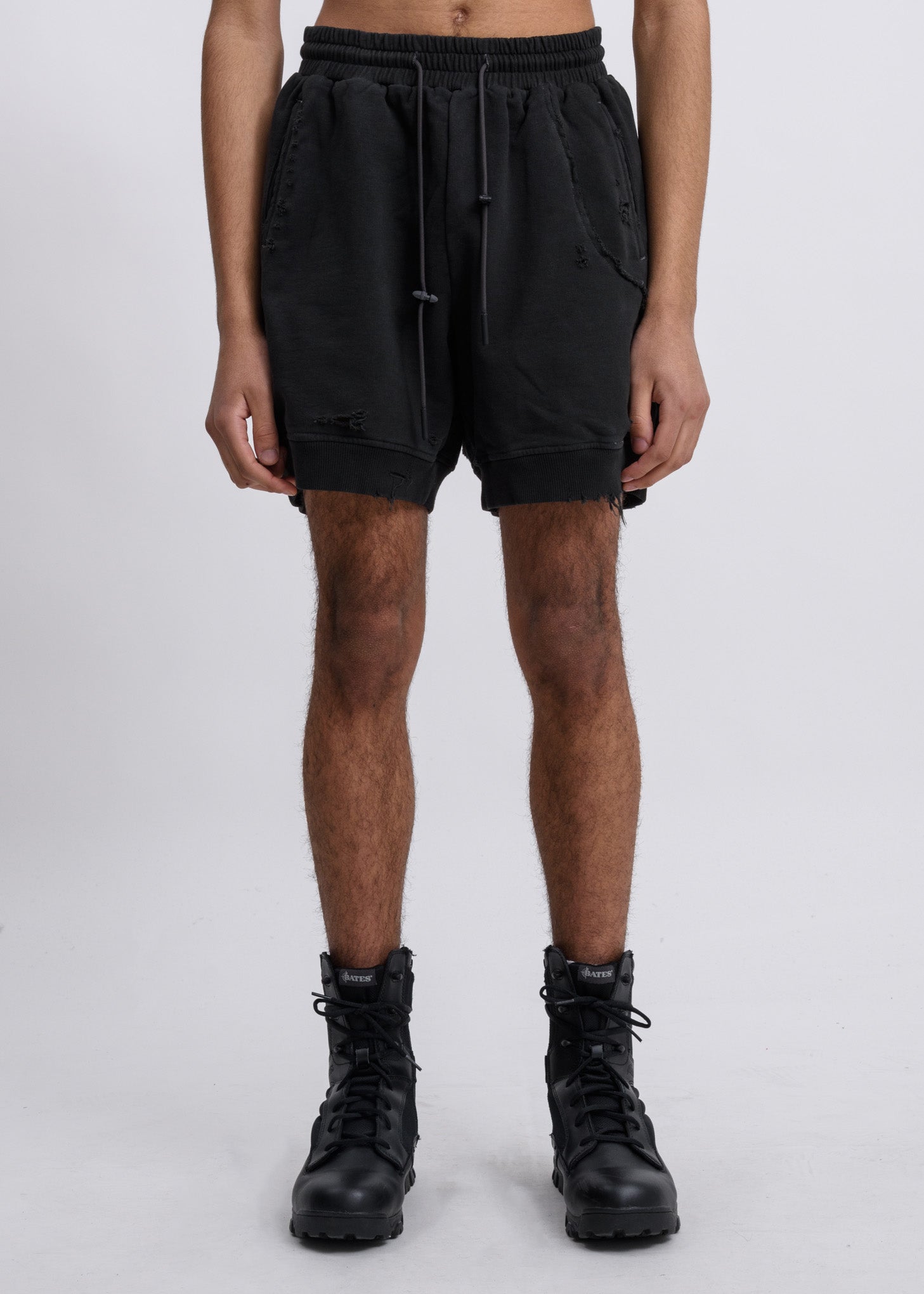 Charcoal Ruin Distressed Sweat Shorts 017 Shop