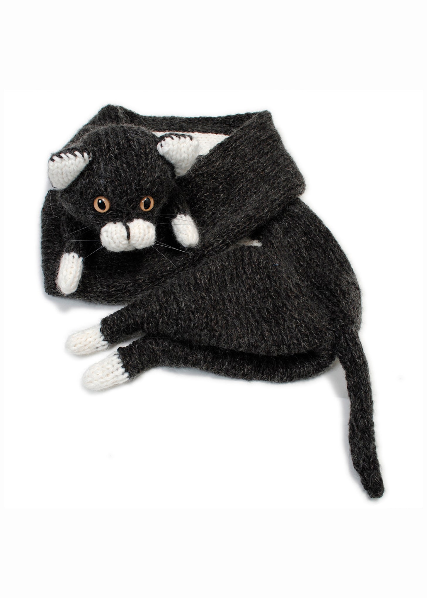 小物 doublet STUFFED CAT HAND-KNITTING SCARF Black Stuffed Cat Hand-Knitting Scarf – 017 Shop