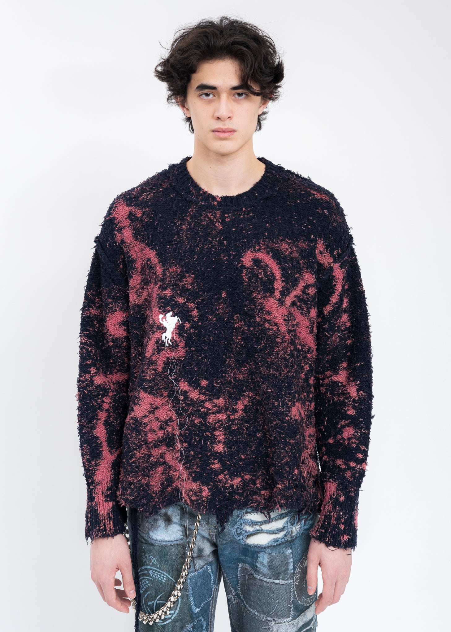 Dark Navy RECYCLE COTTON BLEACHED Pullover