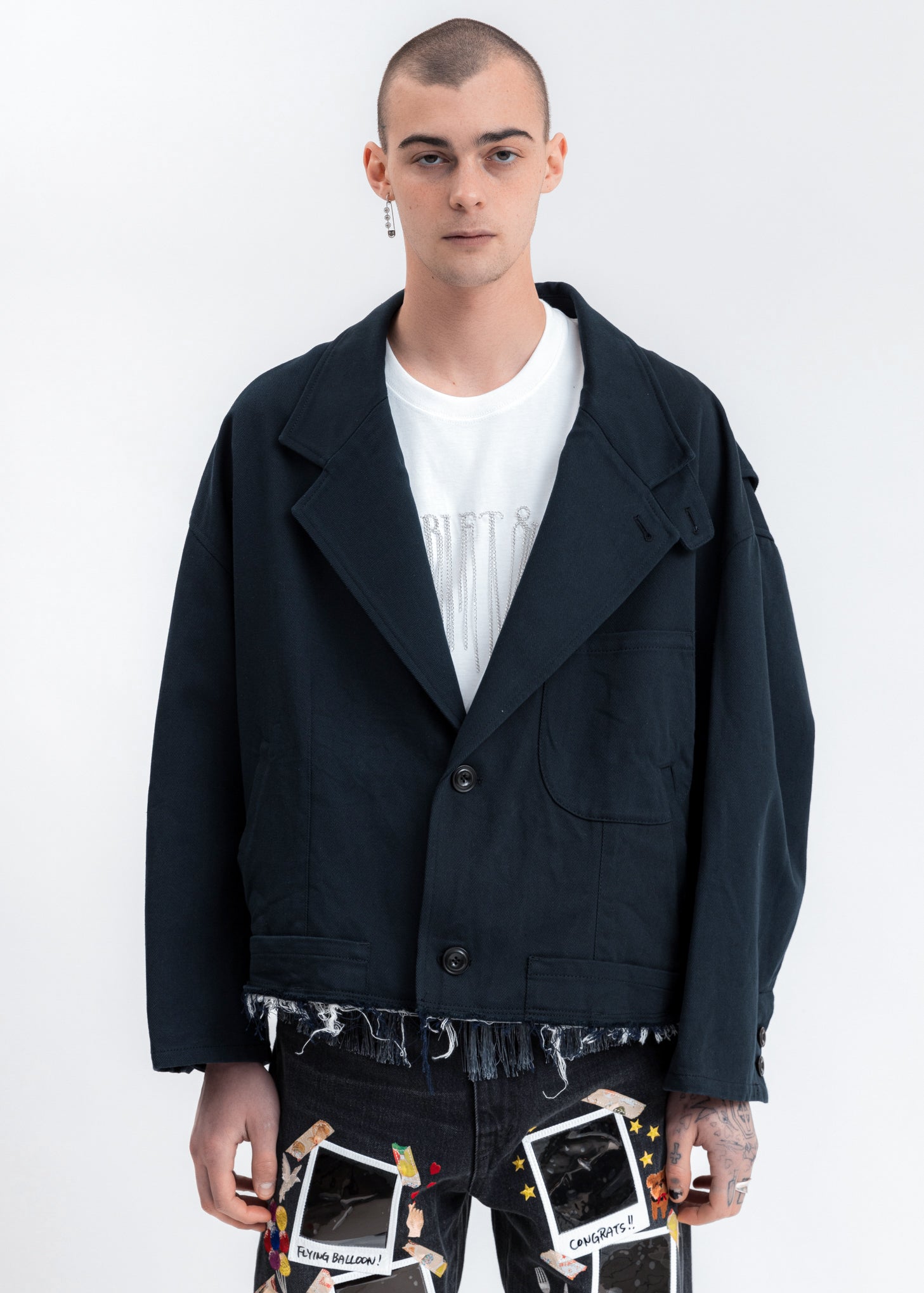 Dark Navy Silk Chino Cut Off Jacket – 017 Shop
