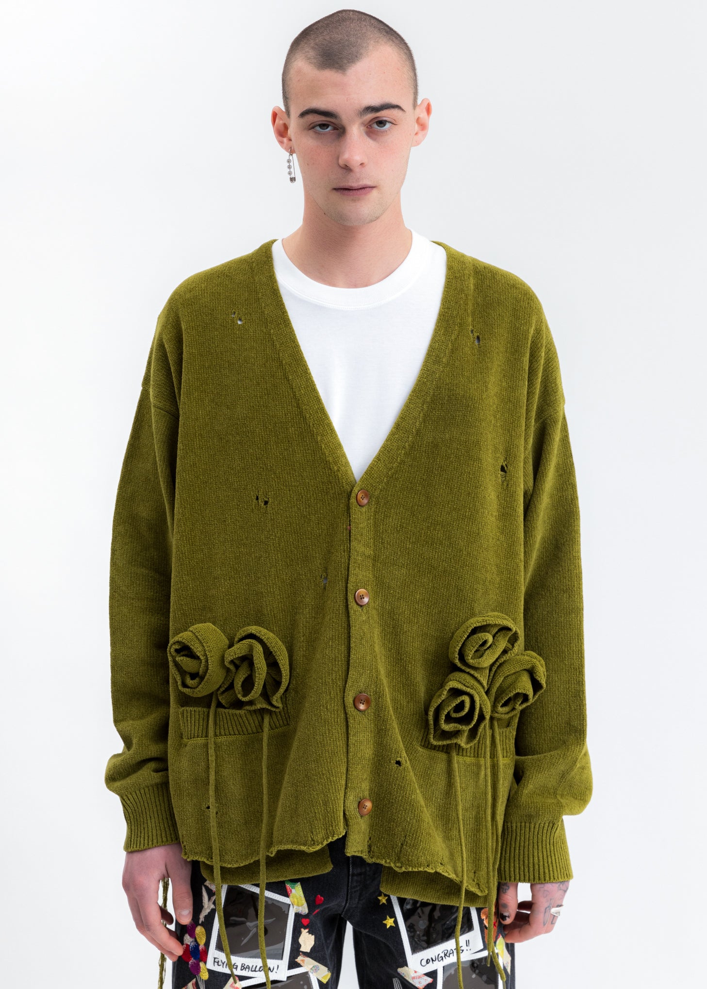 Moss Green Flower Corsage Cardigan – 017 Shop