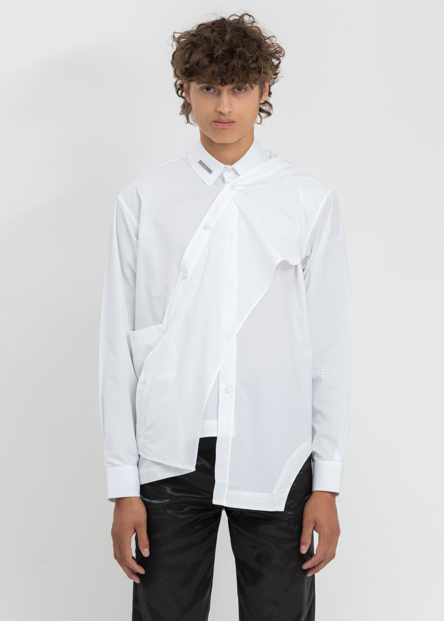 White Asymmetric Deconstructed Shirt