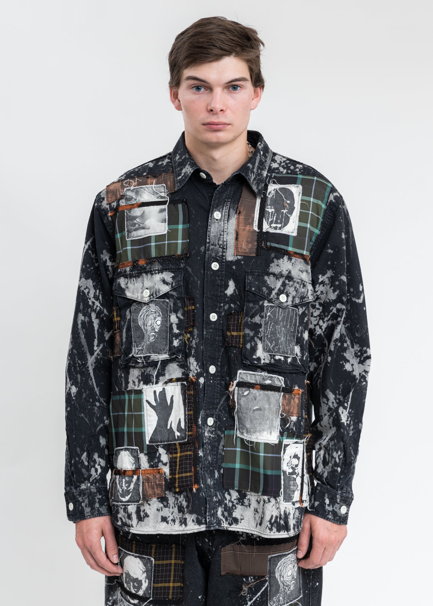 Black And White KIDILL × EDWIN Patch Denim Shirts – 017 Shop