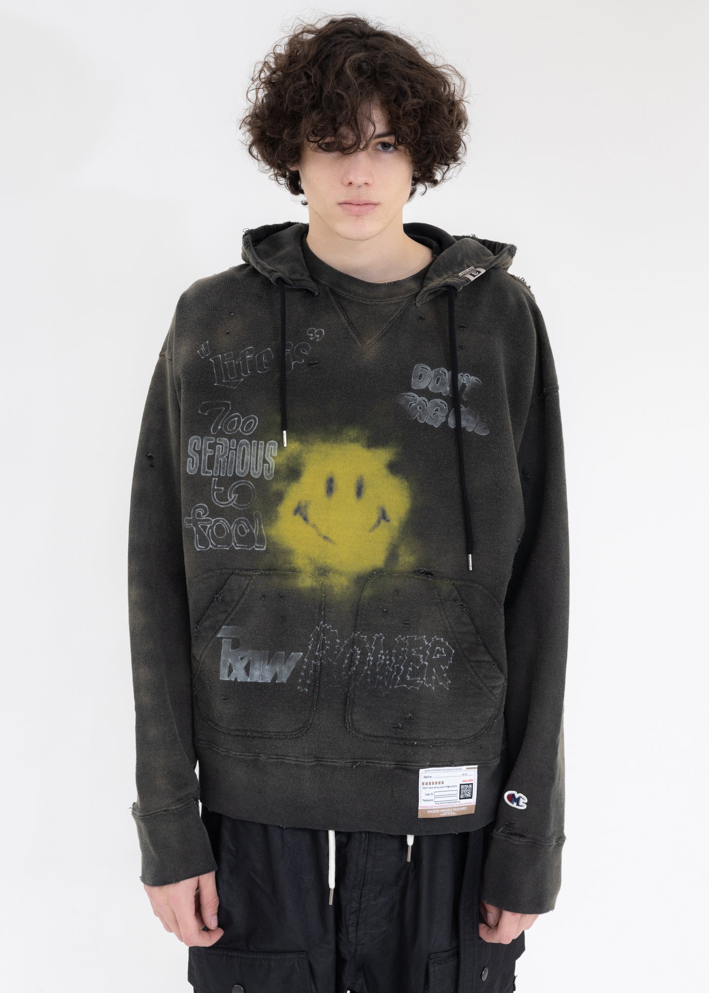 Sanhoostudio Distressed Printed Hooded Vest
