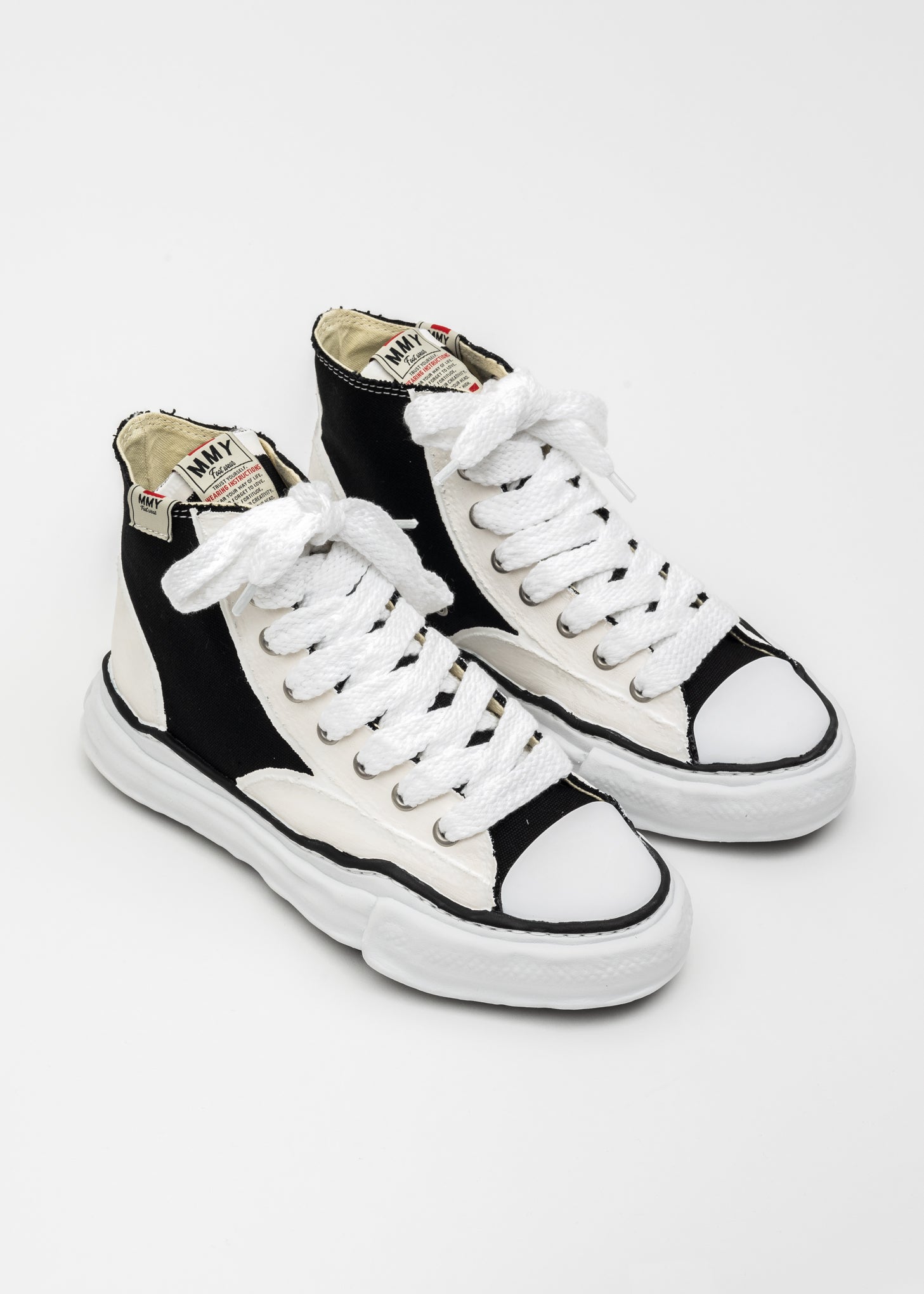 Black/White OG Sole Rubber Painted Canvas High-Top Sneaker (PETERSON HIGH)