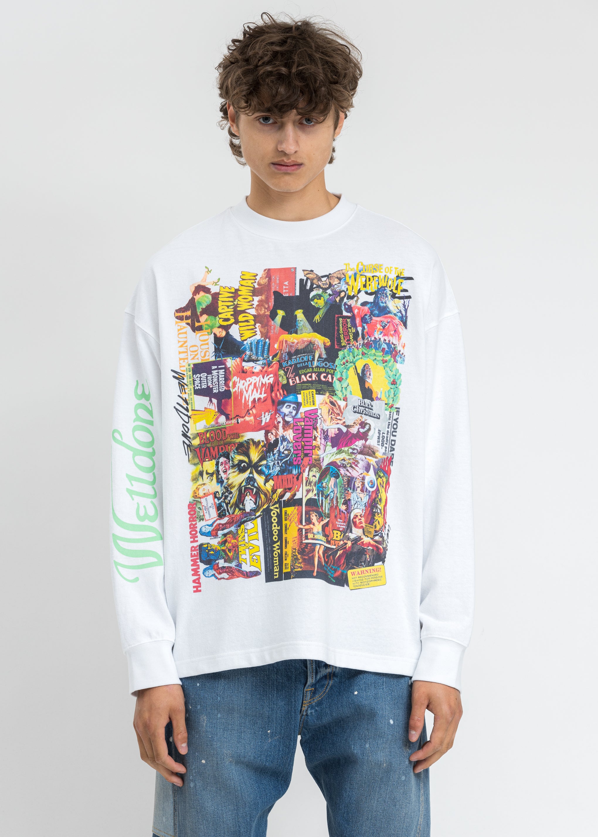 White Horror Collage Long Sleeves – 017 Shop