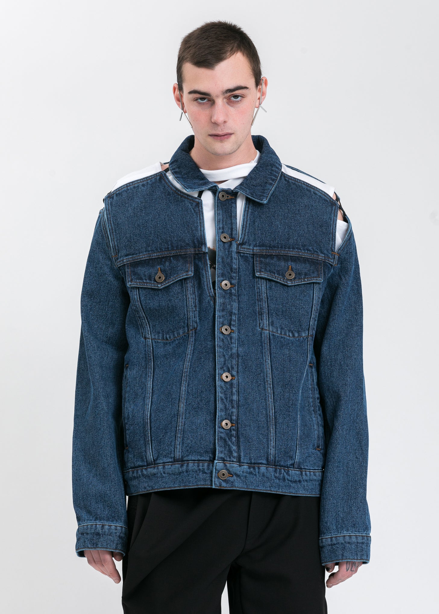 y/project CLASSIC PEEP SHOW DENIM JACKETユニセックスのLです - G 