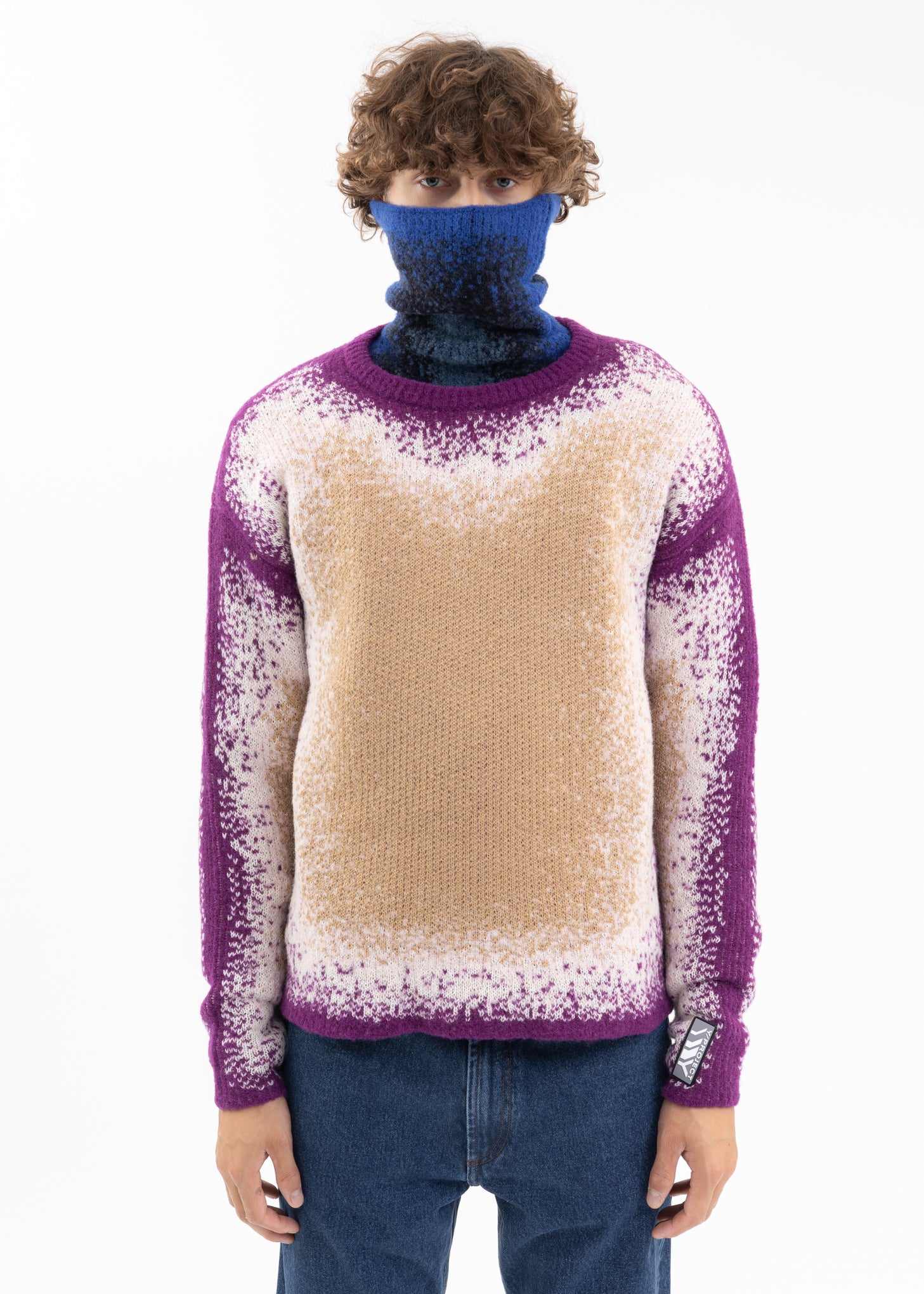 PURPLE / BEIGE GRADIENT HEAVY KNIT SWEATER