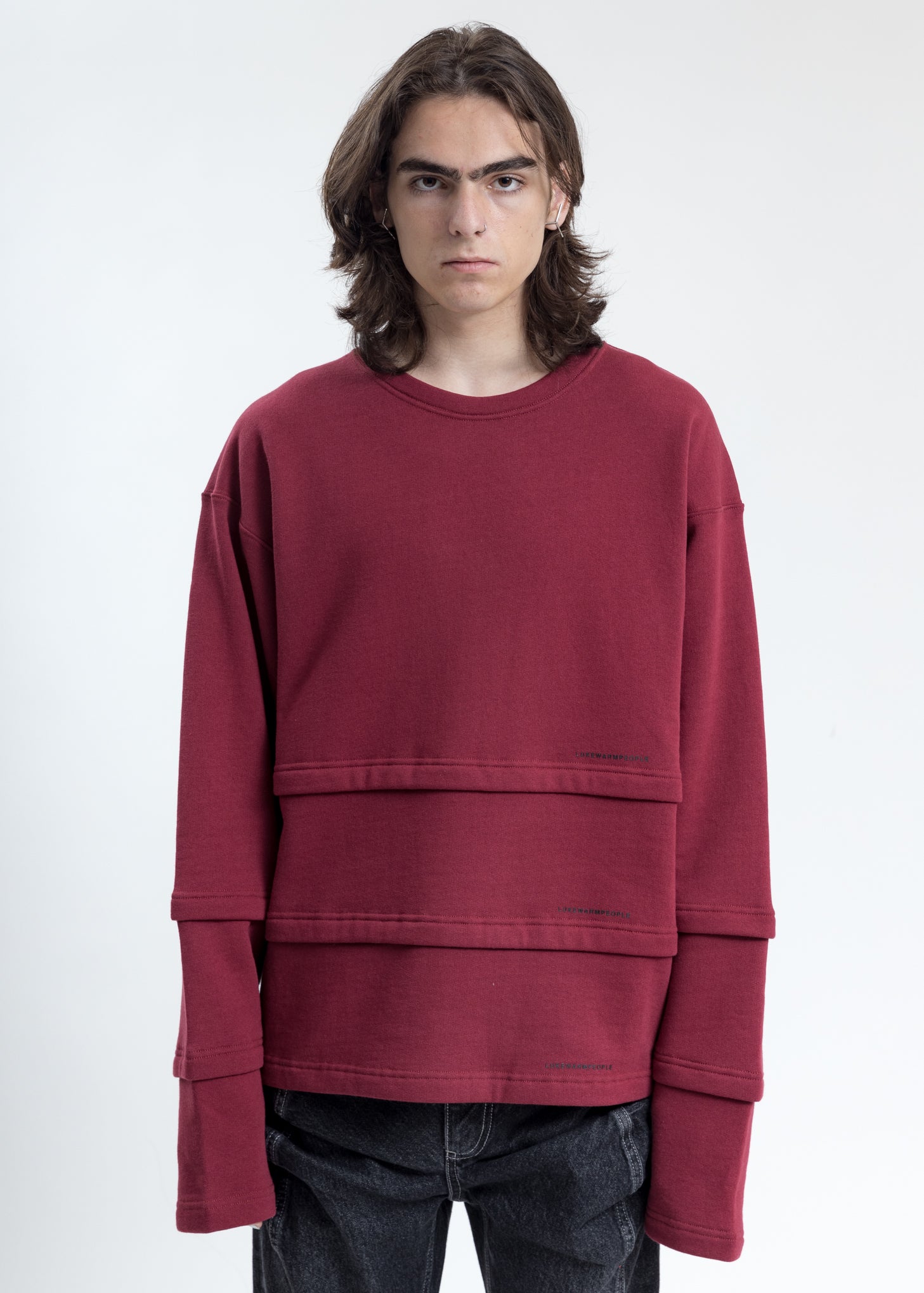 Lukewarmpeople triple layer online crewneck sweater