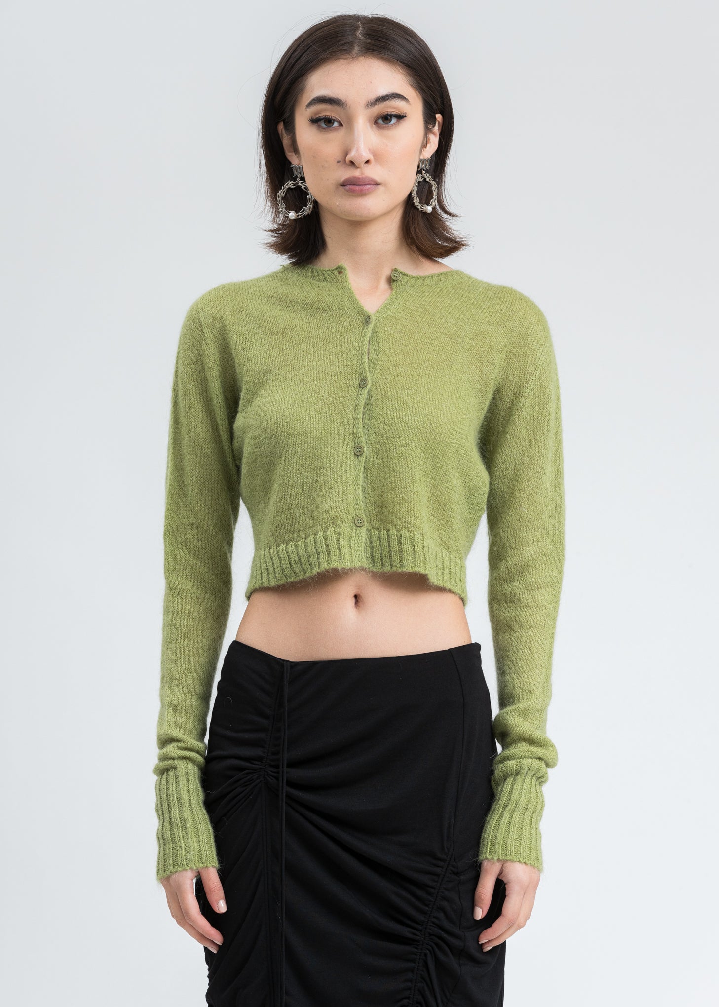 Danielle Guizio　mohaih ribbed ccrdigan Moss Mohair Ribbed Cardigan – 017 Shop