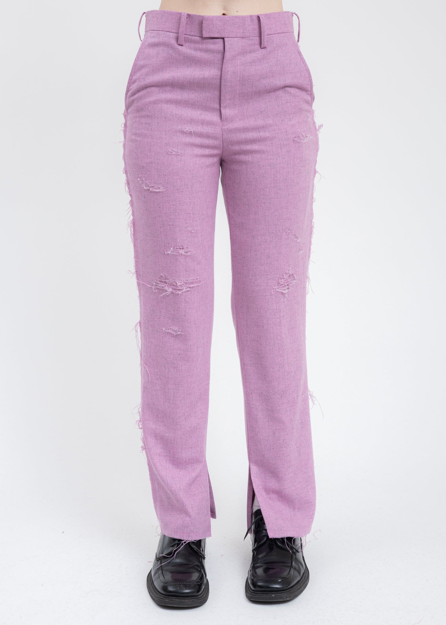 Pink RECYCLE WOOL DAMAGED Trousers – 017 Shop