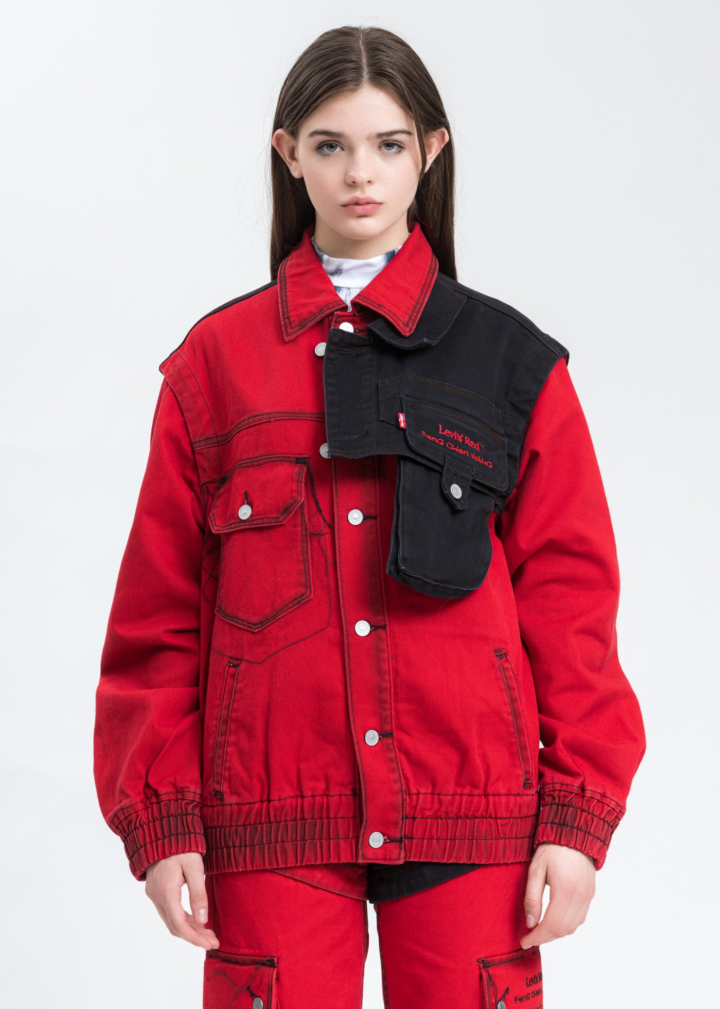 Red And Black Levi's Edition Twill Oversized Jacket