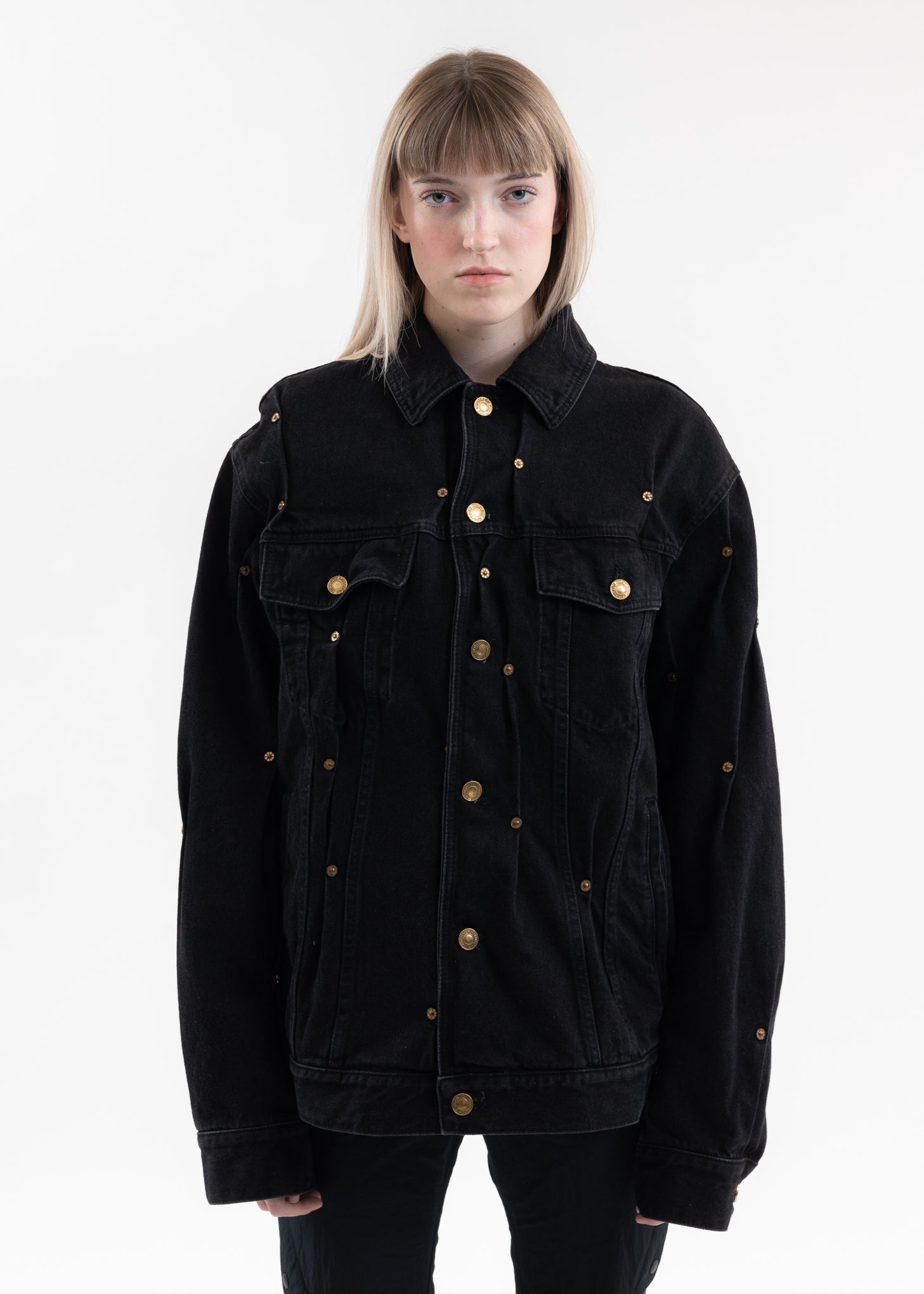 BLACK MULTI RIVET DENIM JACKET 017 Shop