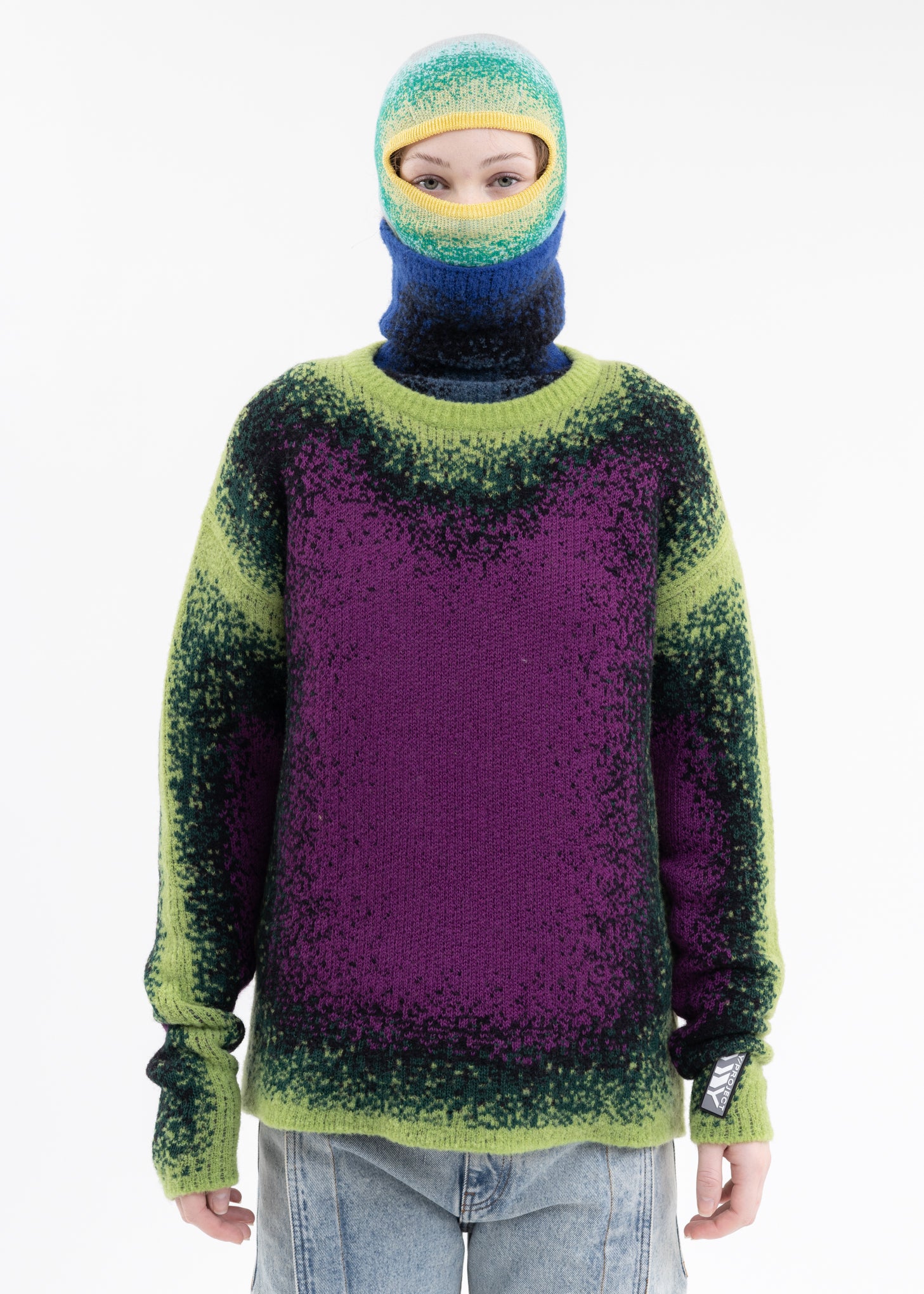 GREEN / PURPLE GRADIENT HEAVY KNIT SWEATER