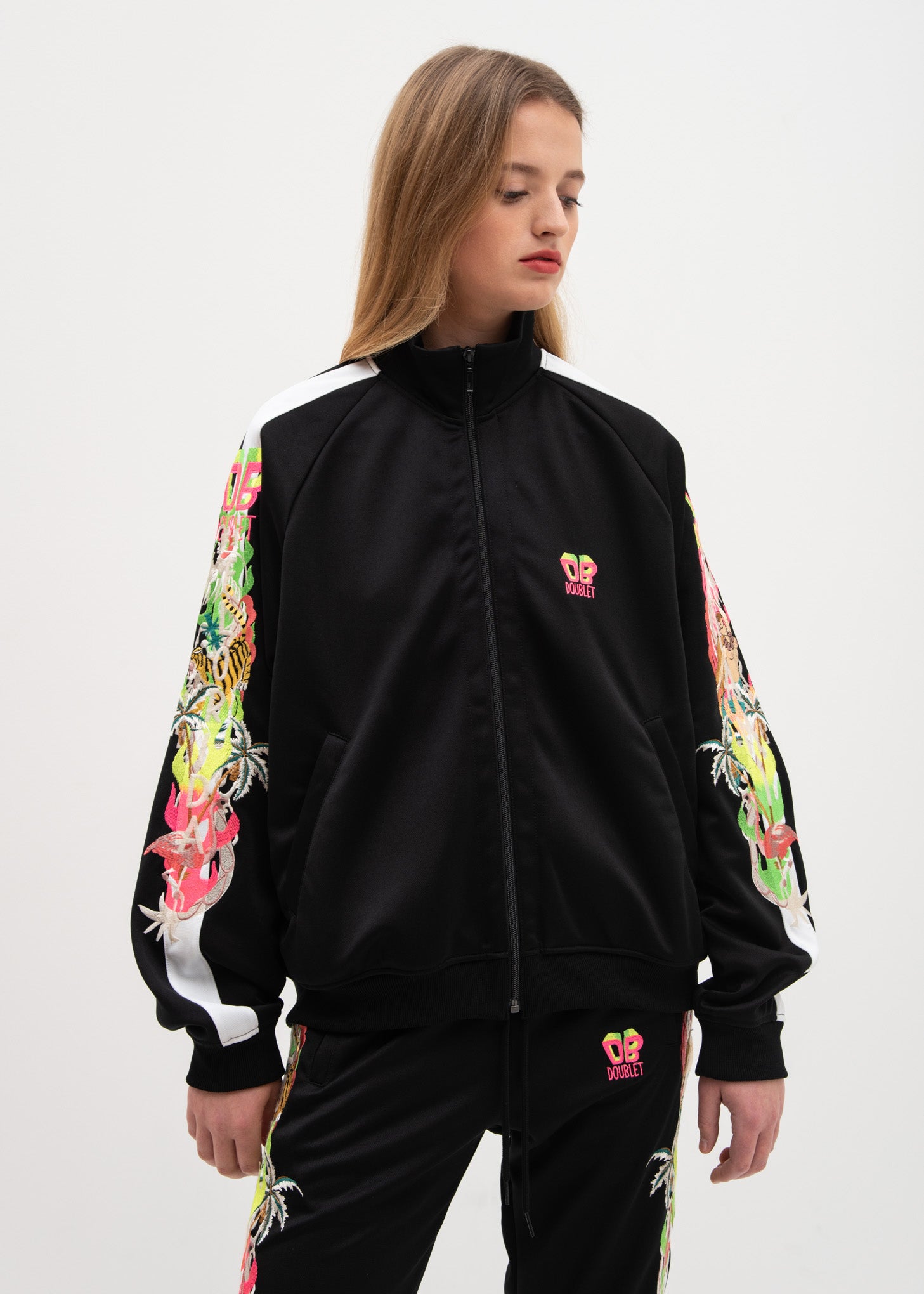 Black Chaos Embroidery Track Jacket – 017 Shop