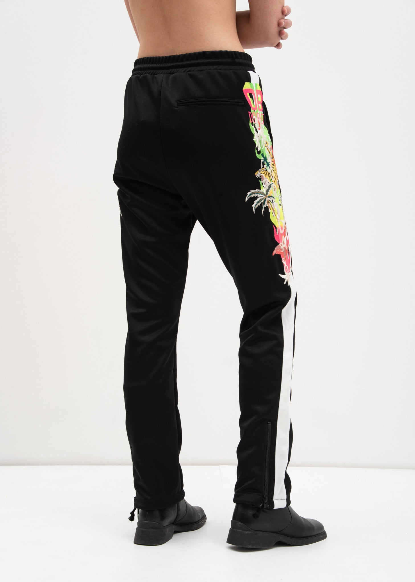 Black Chaos Embroidery Track Pants