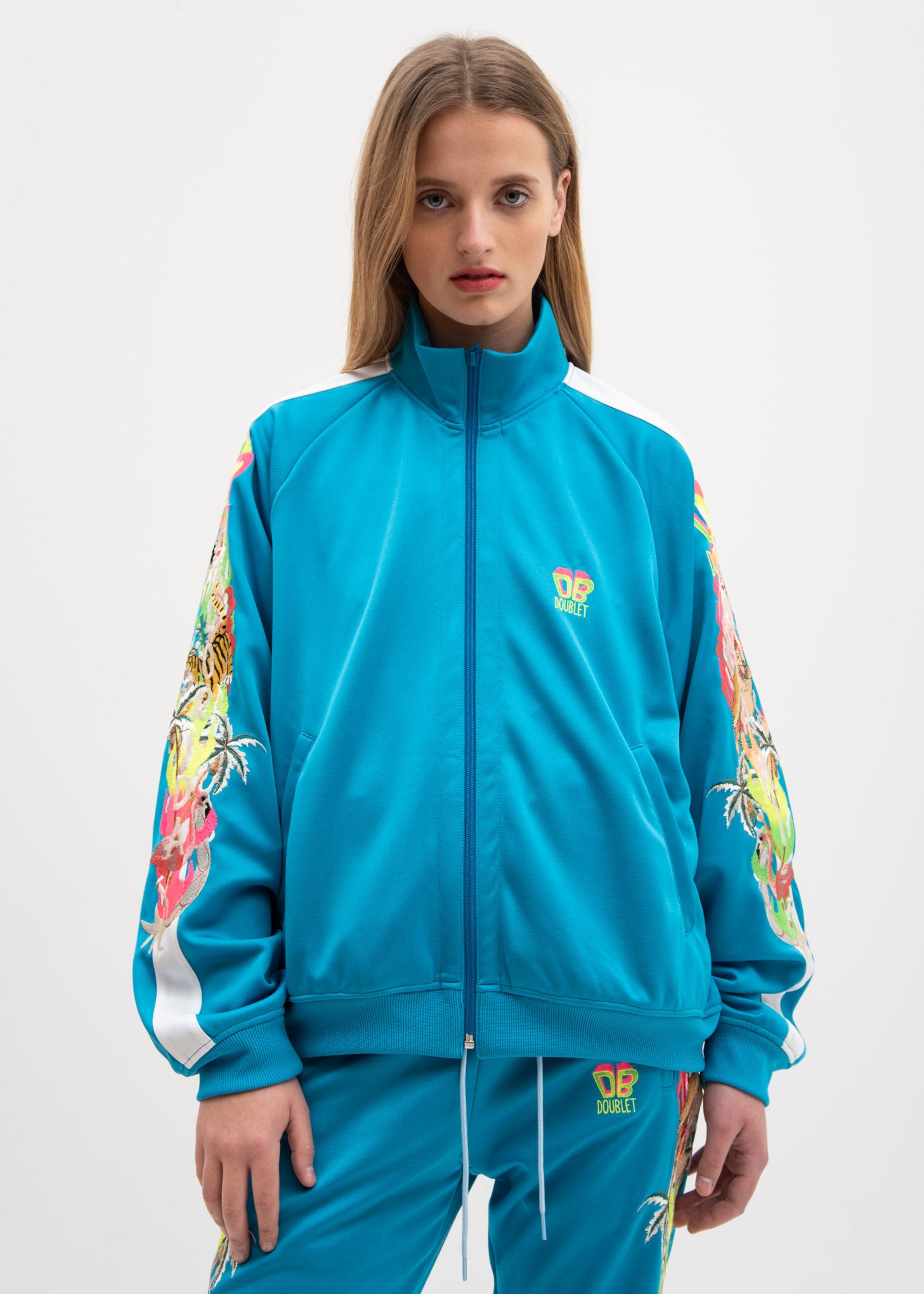 Light Blue Chaos Embroidery Track Jacket