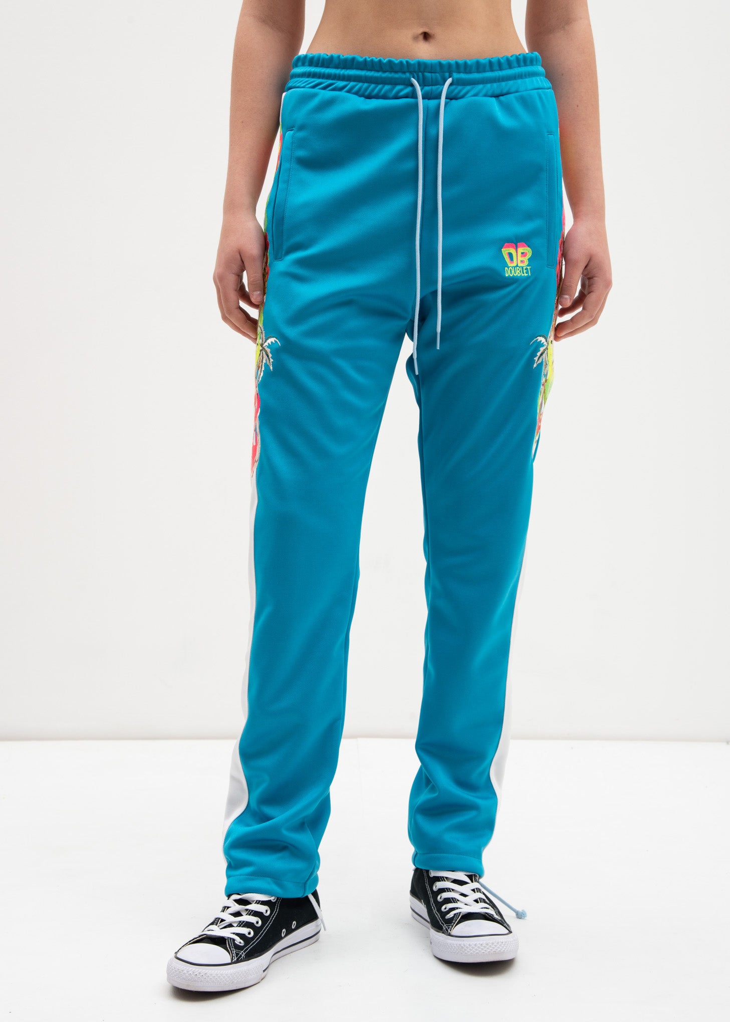 Light Blue Chaos Embroidery Track Pants