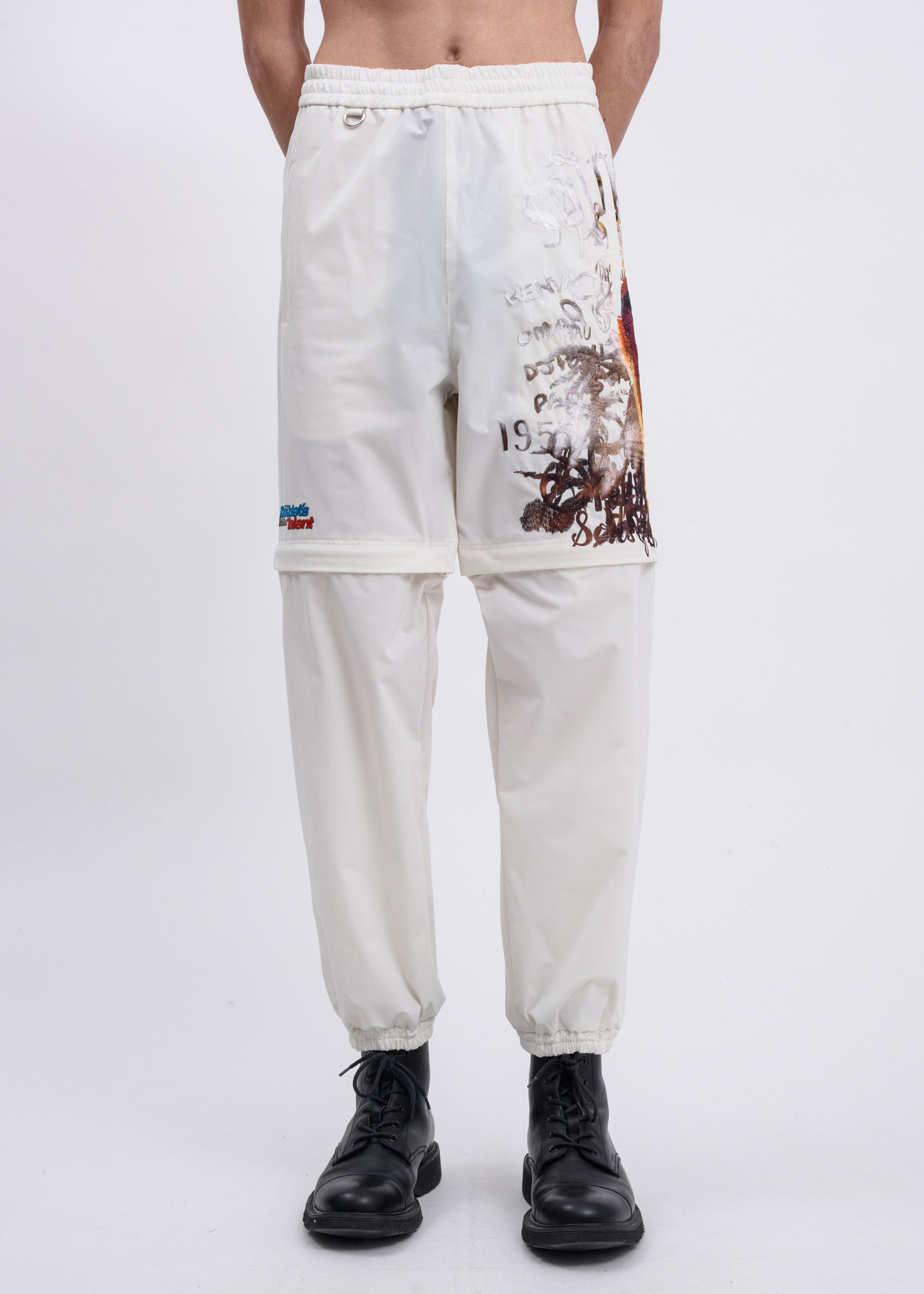 パンツ doublet CHAOS EMBROIDERY 2WAY PANTS White Printed Chaos Embroidery Two Way Pants – 017 Shop