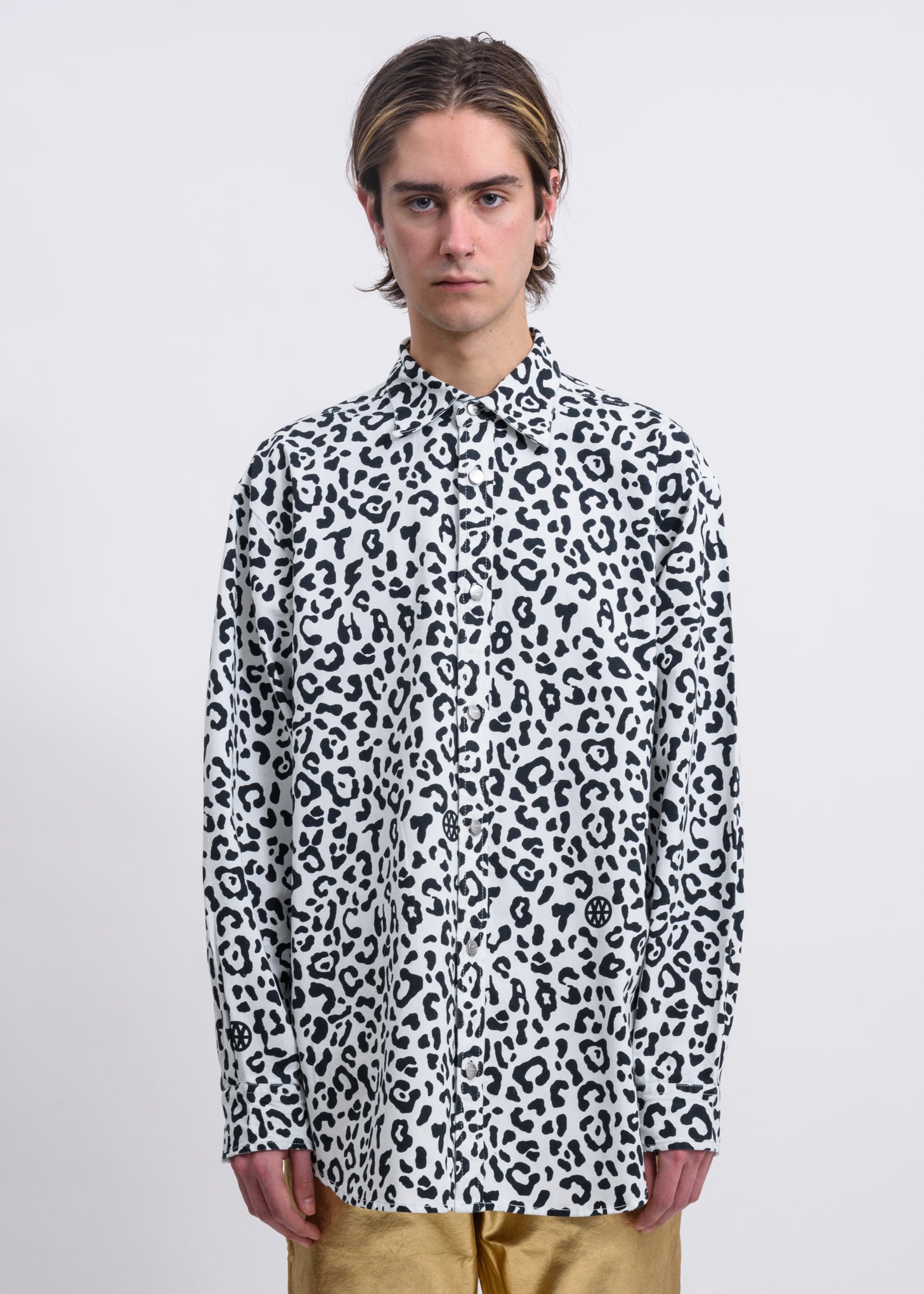 White Leopard Men's Short Sleeve Shirt