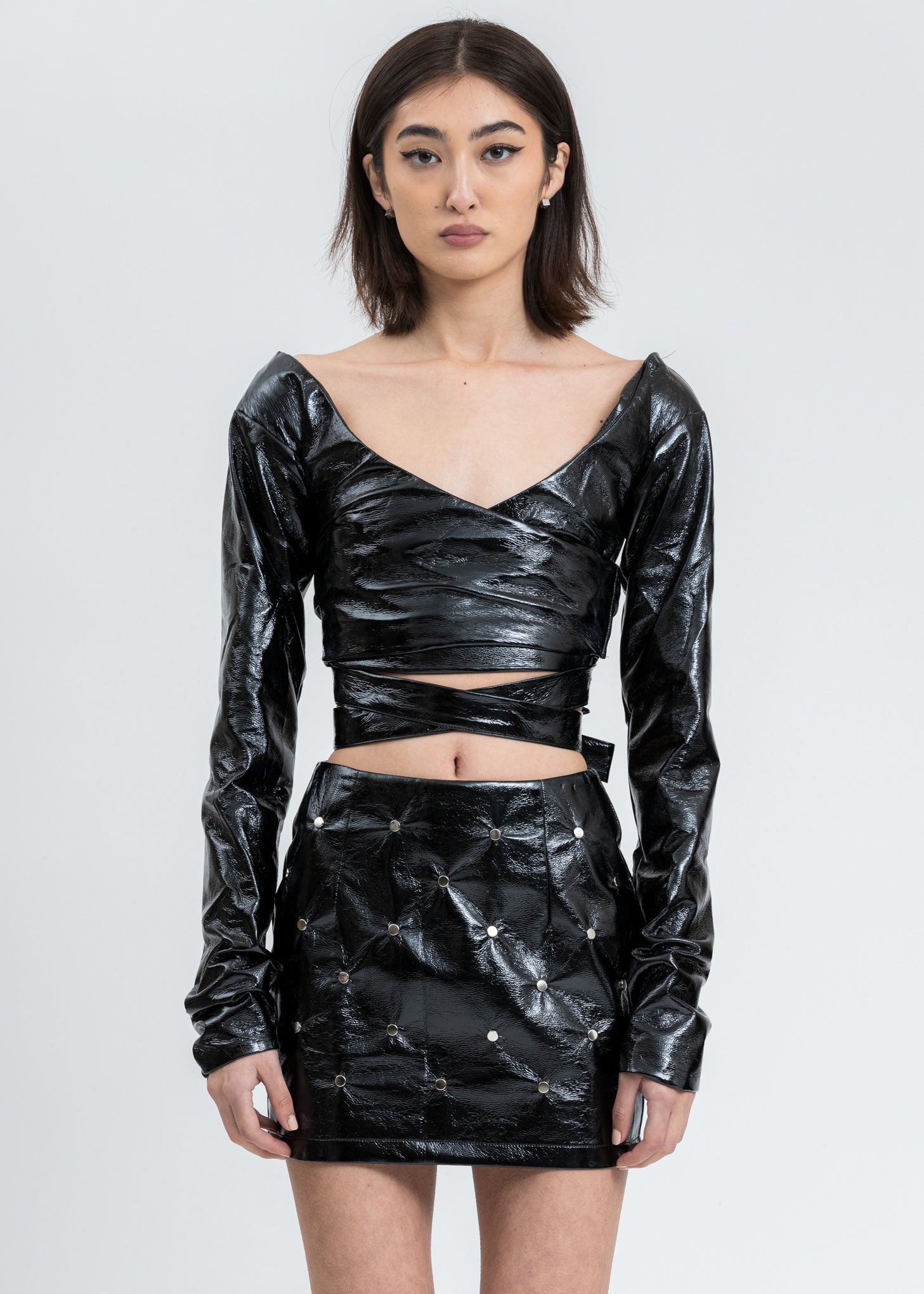 Faux Patent Leather Crop Top