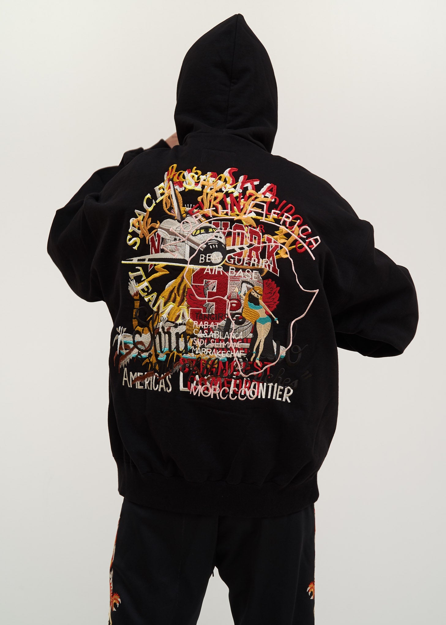 Black Chaos Embroidery Hoodie