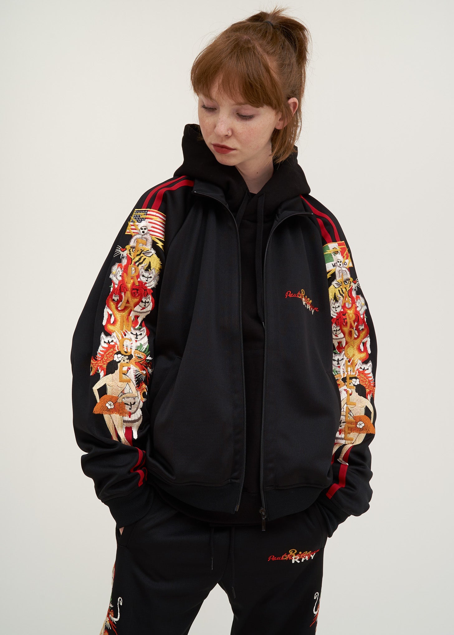 Black Chaos Embroidery Track Jacket