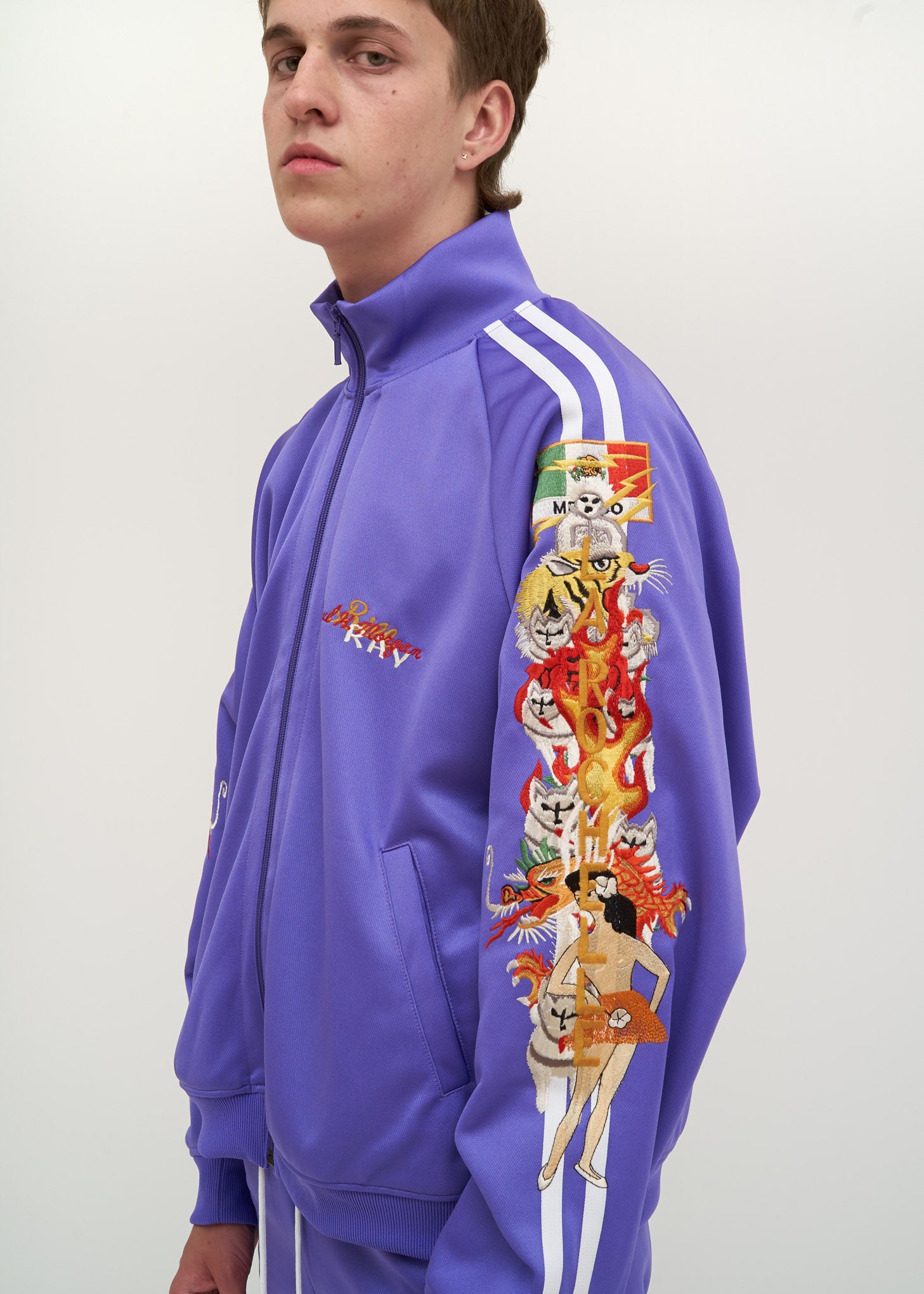 Purple Chaos Embroidery Track Jacket