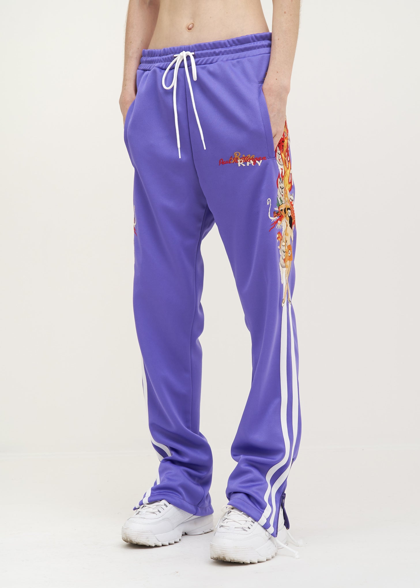 Purple Chaos Embroidery Track Pants
