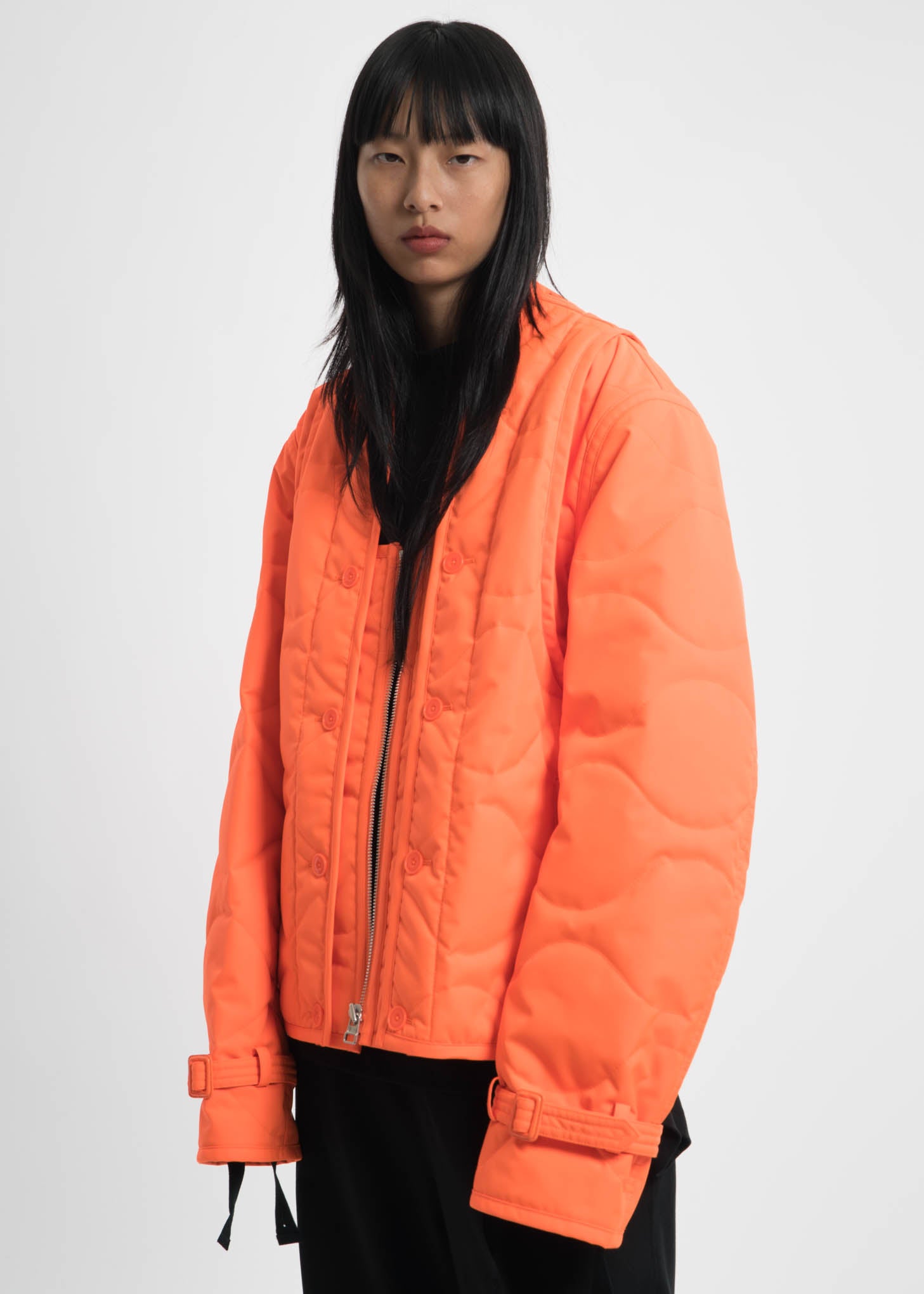Safety Orange Quilted Throw On Jacket